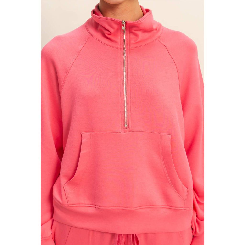 Scuba Half Zip-Up High Neck Collar Sweatshirt