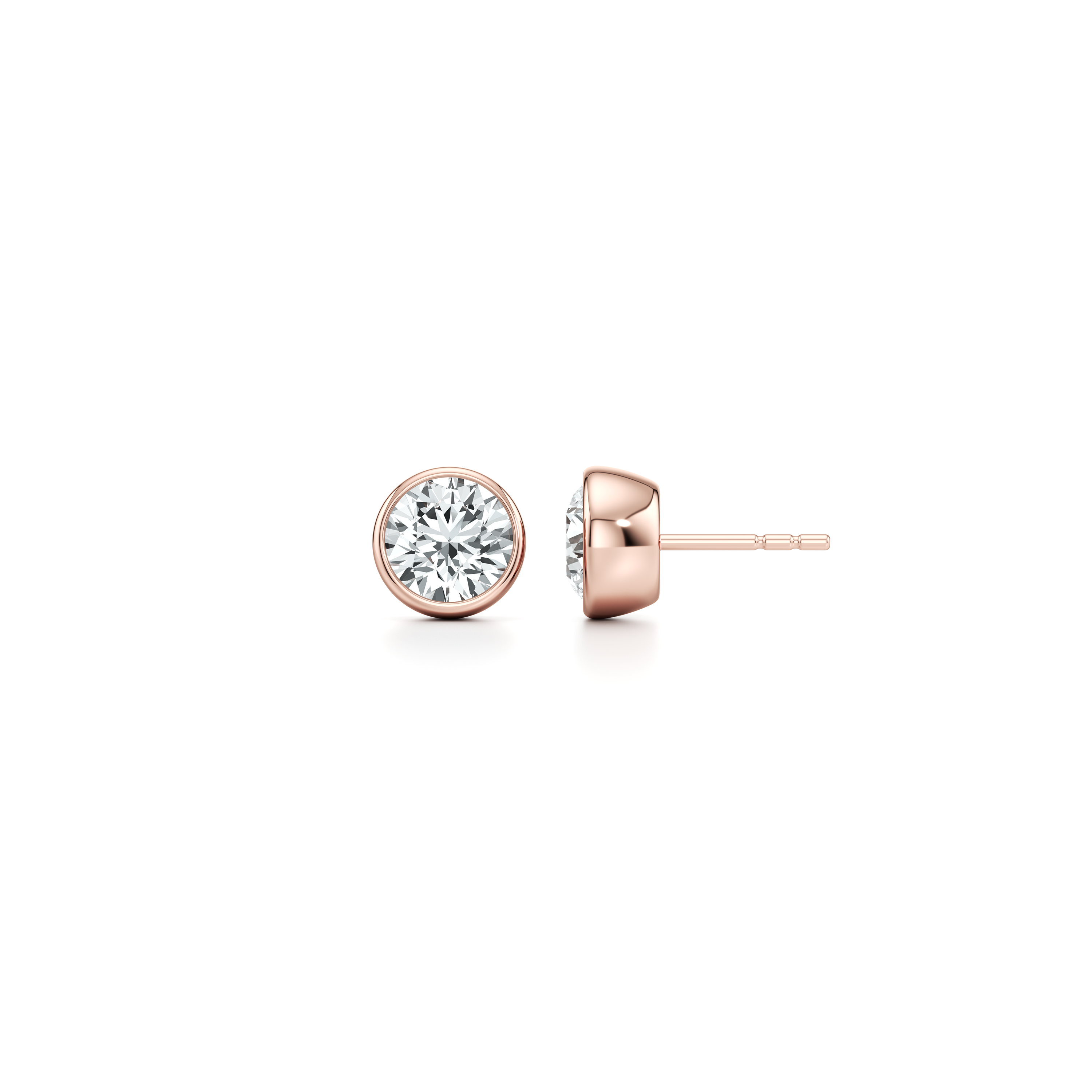 Bezel Set Lab Diamond Round Brilliant Studs