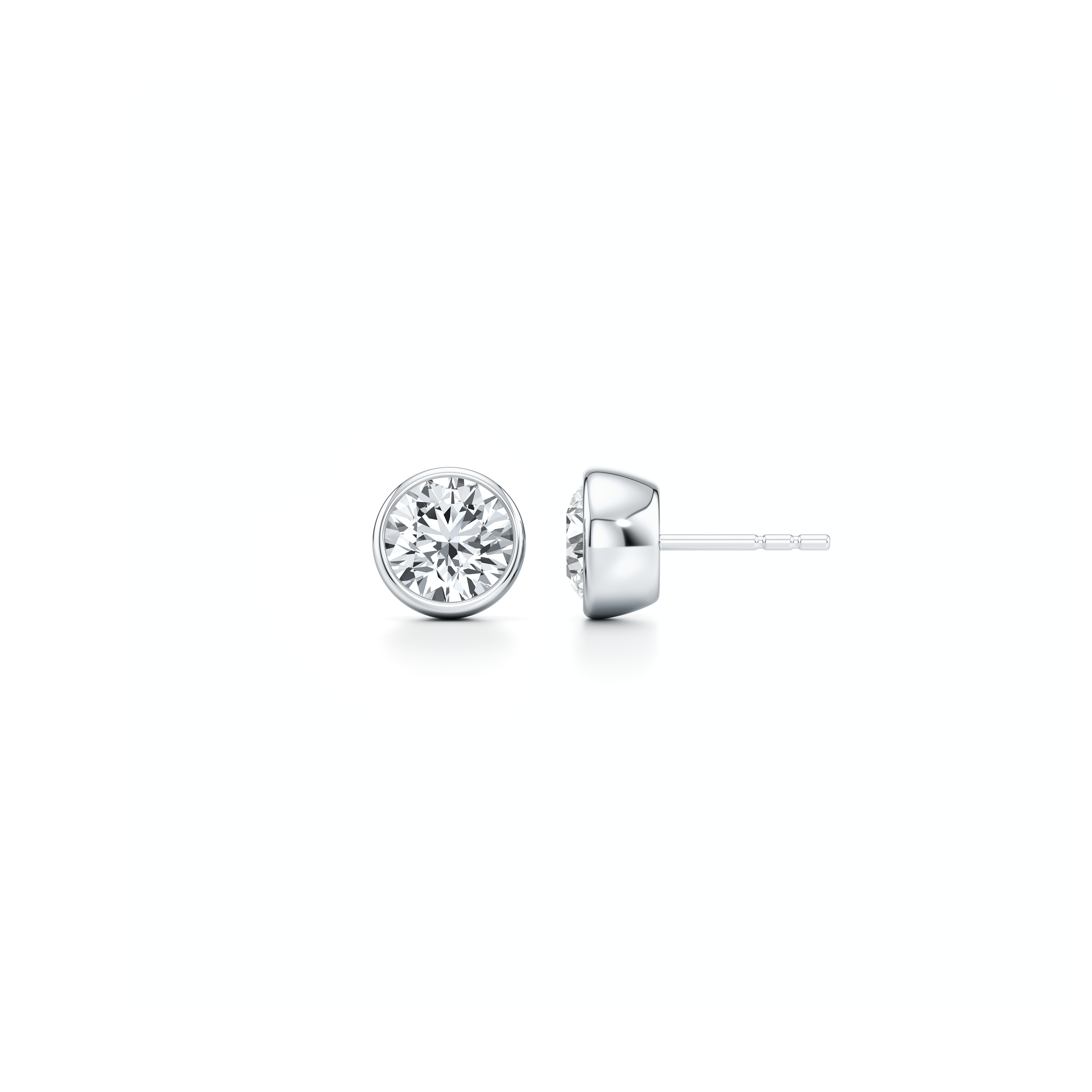 Bezel Set Lab Diamond Round Brilliant Studs