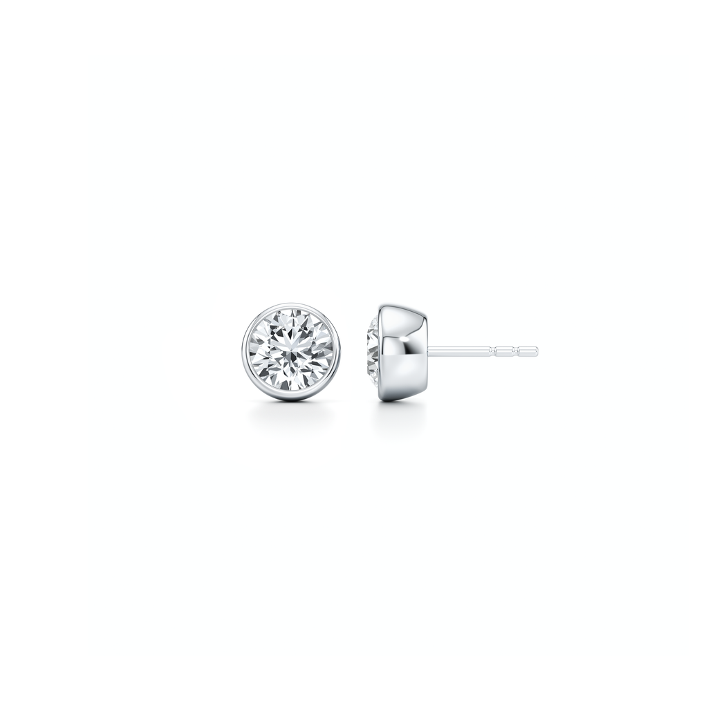 Bezel Set Lab Diamond Round Brilliant Studs