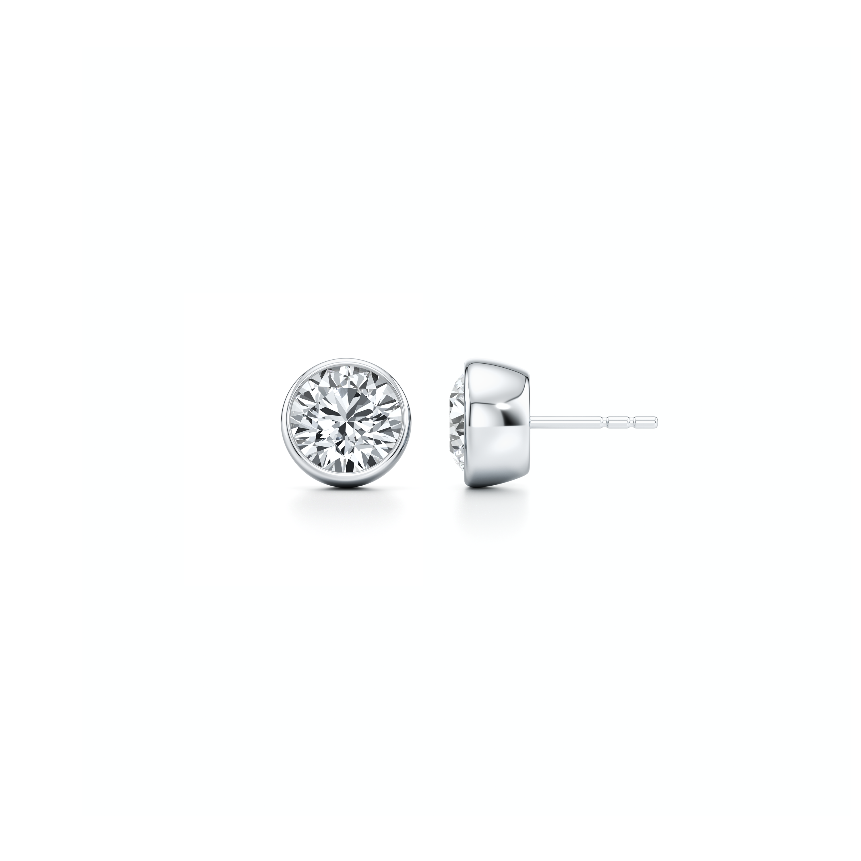 Bezel Set Lab Diamond Round Brilliant Studs