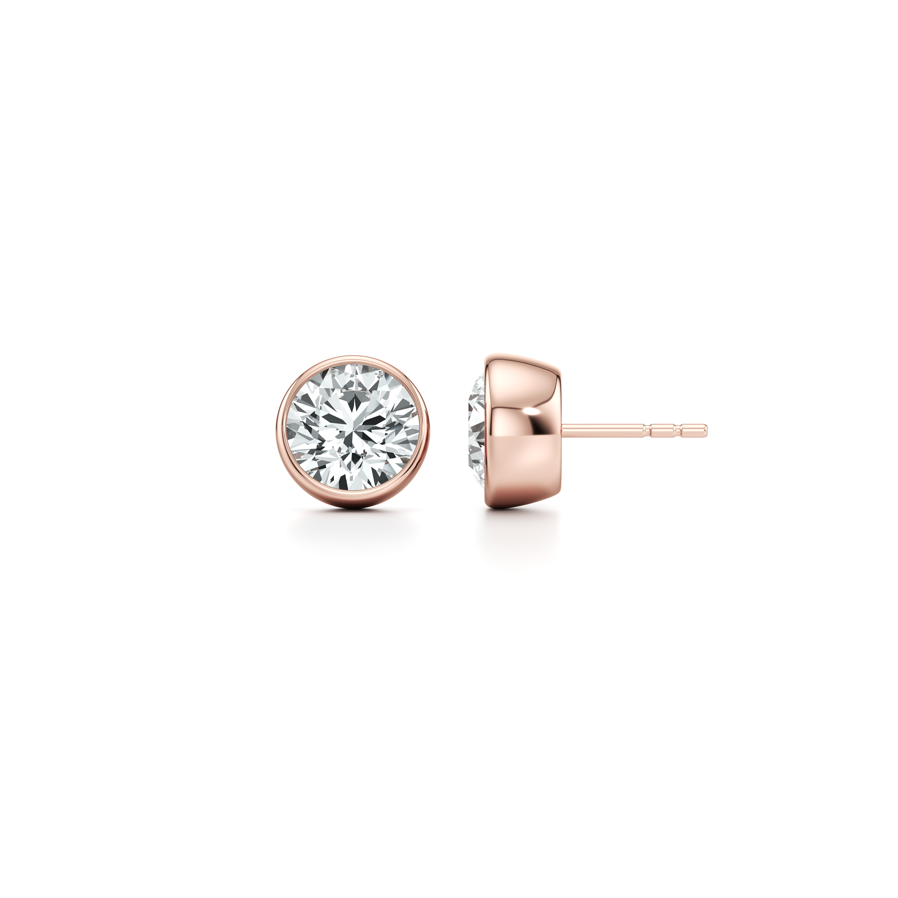 Bezel Set Lab Diamond Round Brilliant Studs