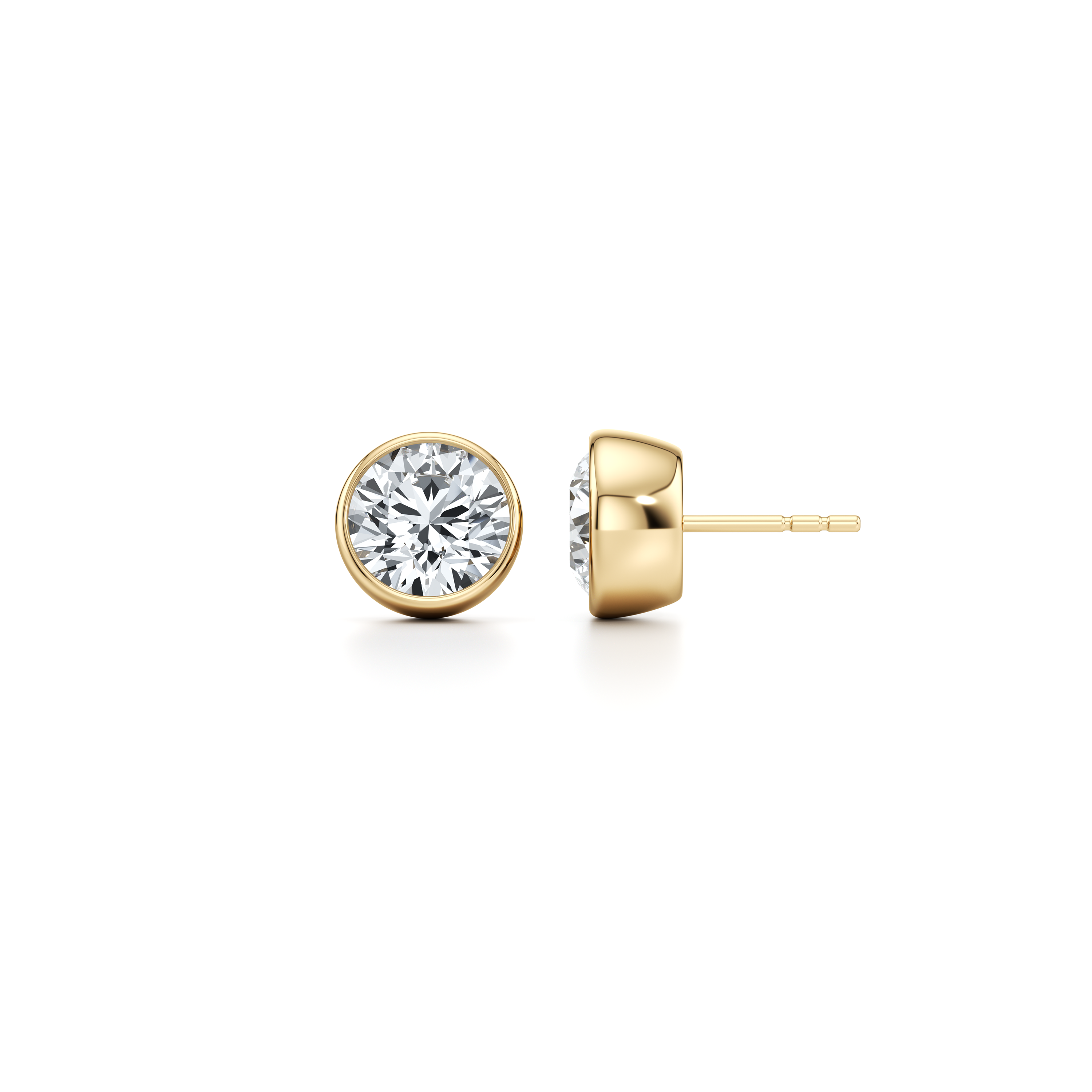 Bezel Set Lab Diamond Round Brilliant Studs