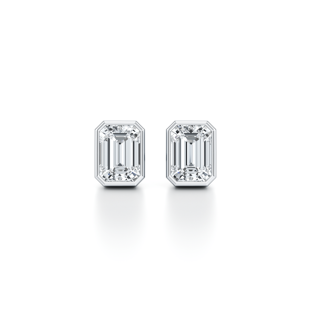 Bezel Set Lab Diamond Emerald Studs