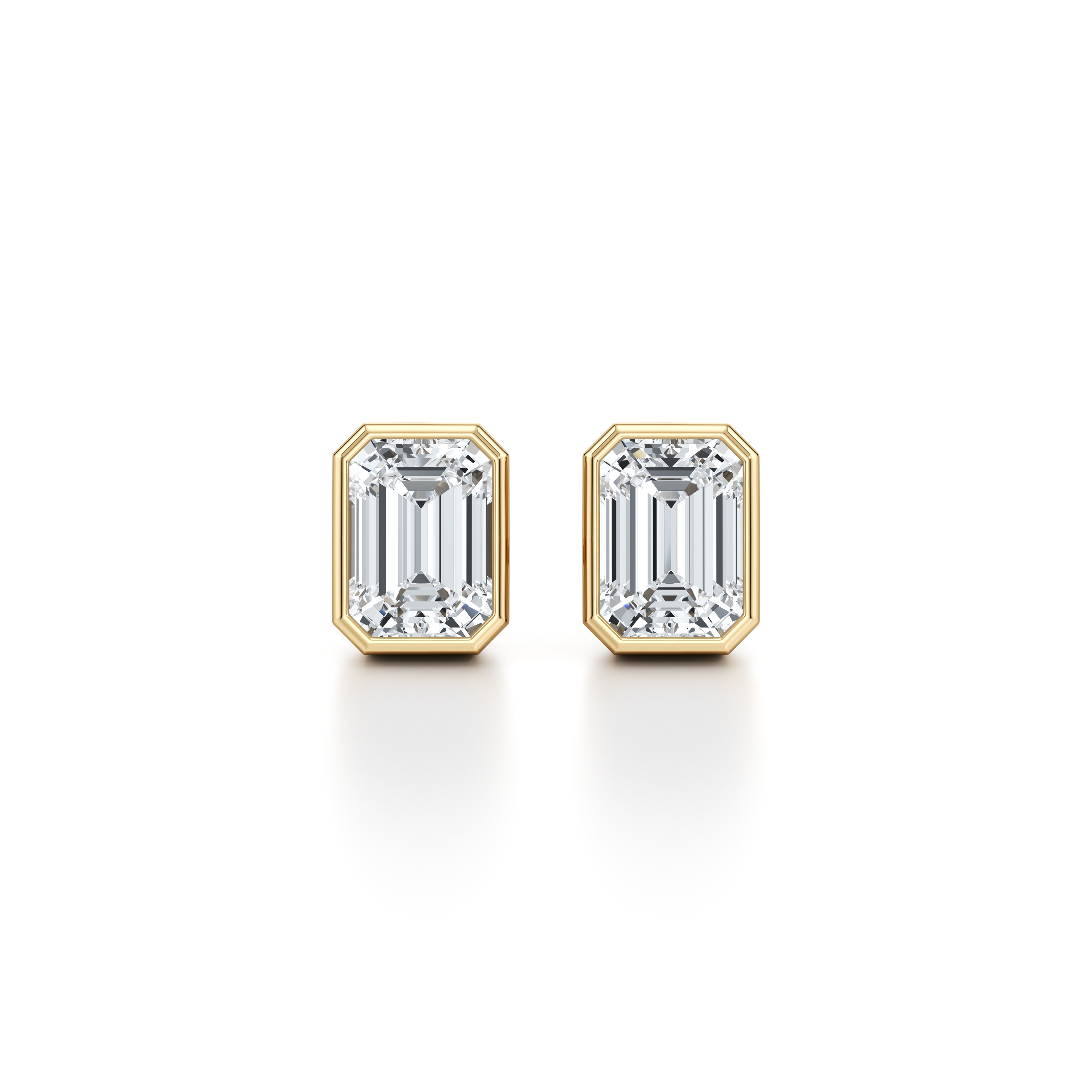 Bezel Set Lab Diamond Emerald Studs