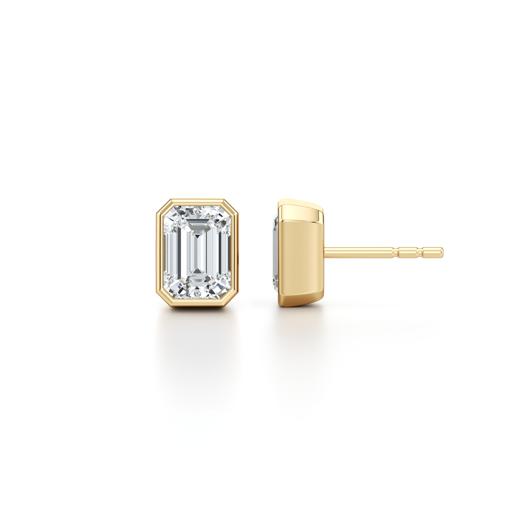 Bezel Set Lab Diamond Emerald Studs