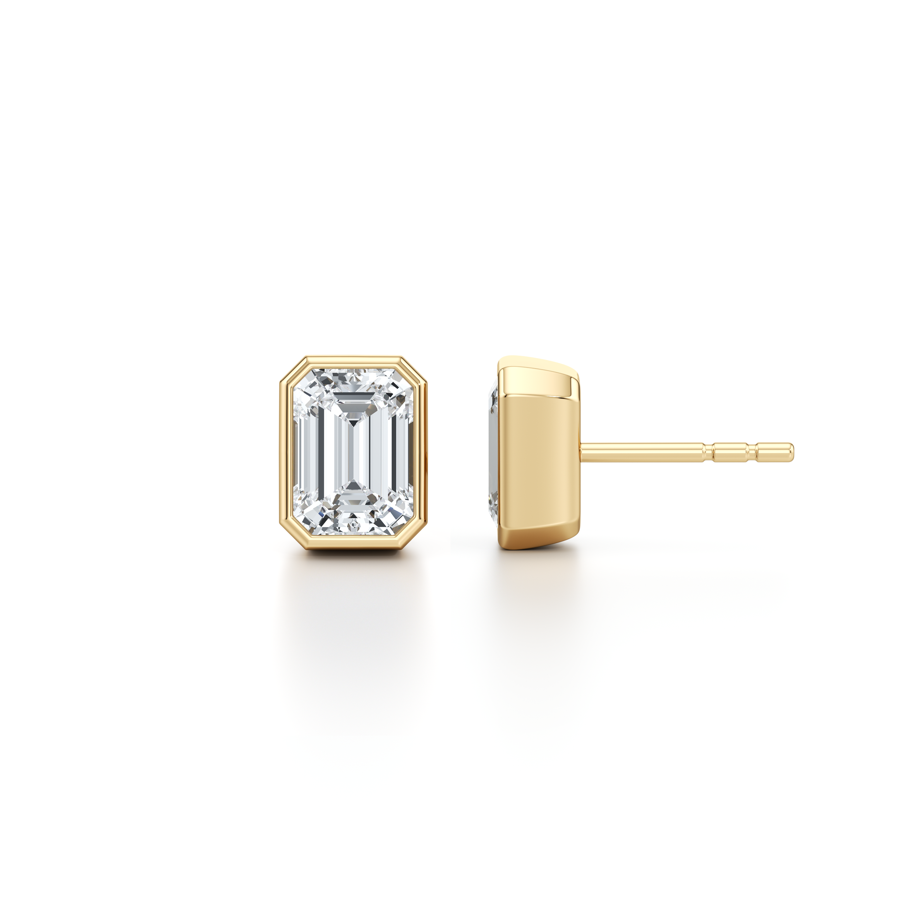 Bezel Set Lab Diamond Emerald Studs