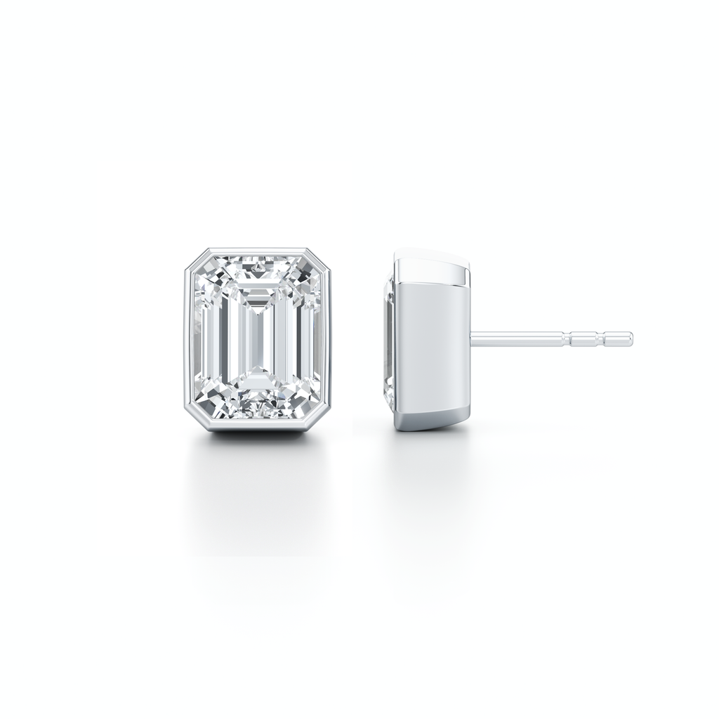 Bezel Set Lab Diamond Emerald Studs
