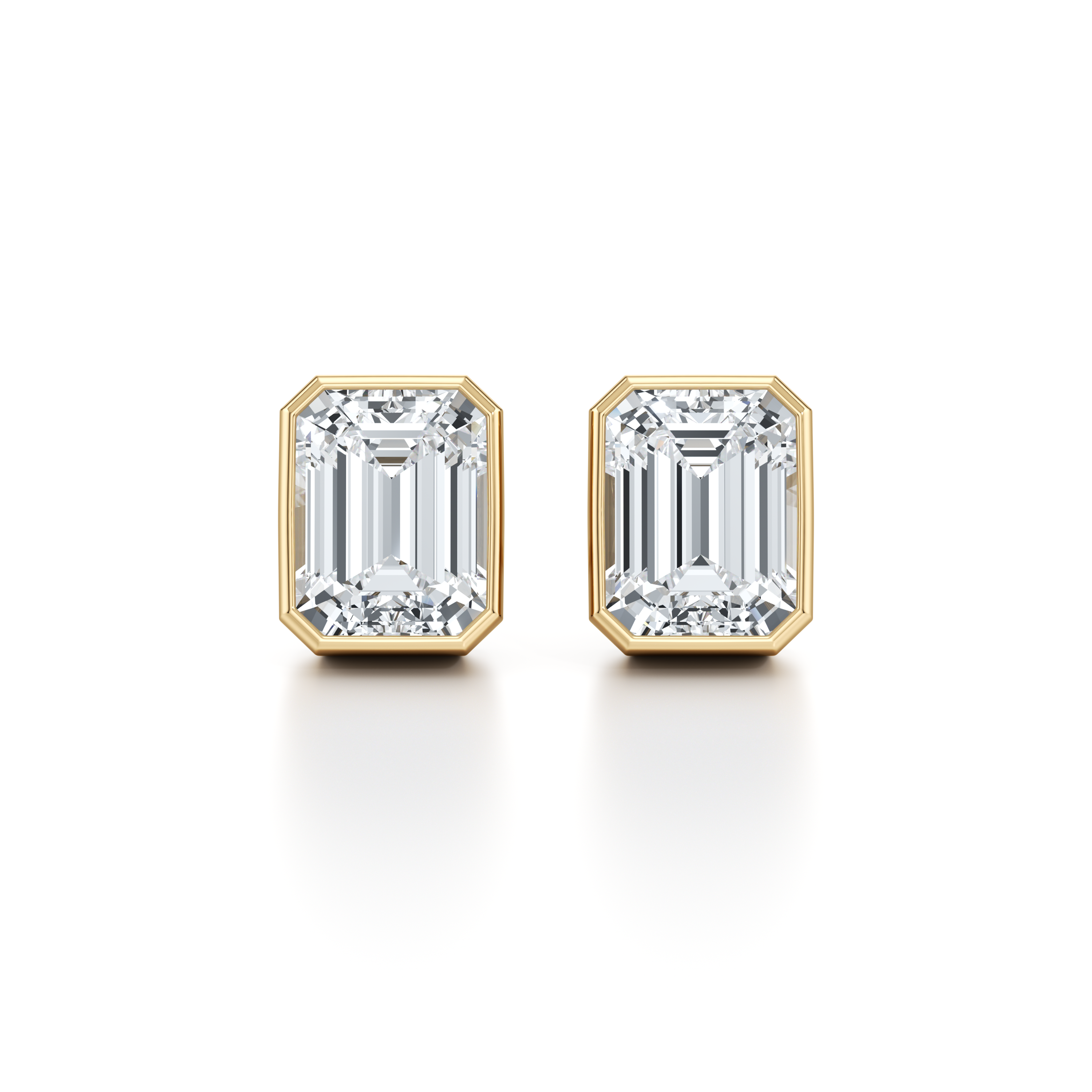 Bezel Set Lab Diamond Emerald Studs