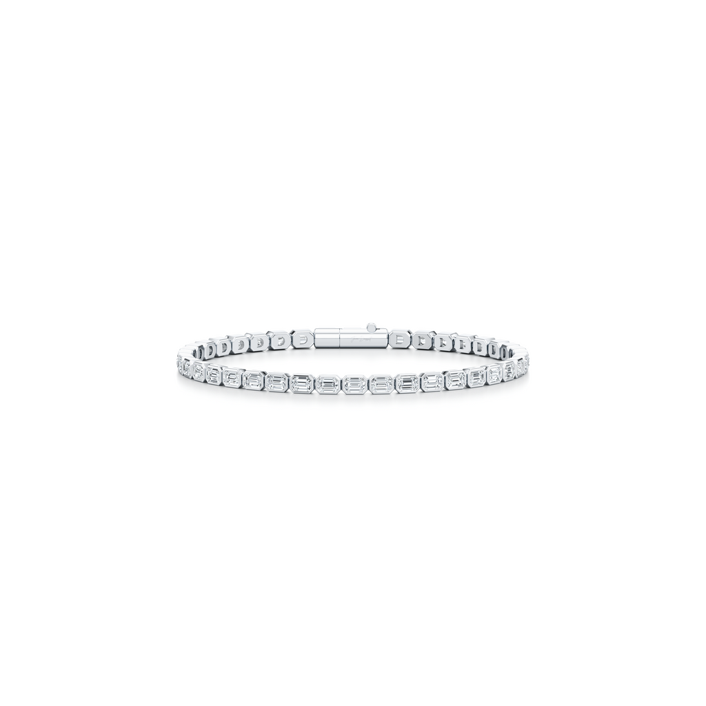 Bezel Set Emerald Lab Diamond Tennis Bracelet
