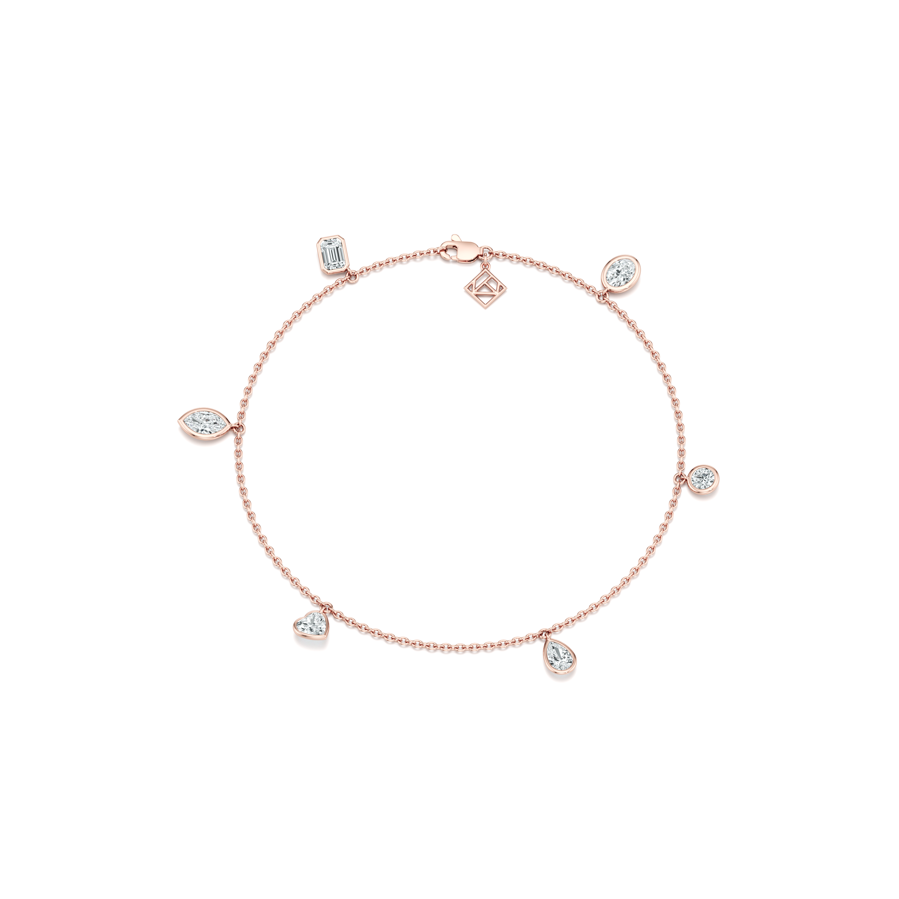 Bezel Set Lab Diamond Charm Bracelet
