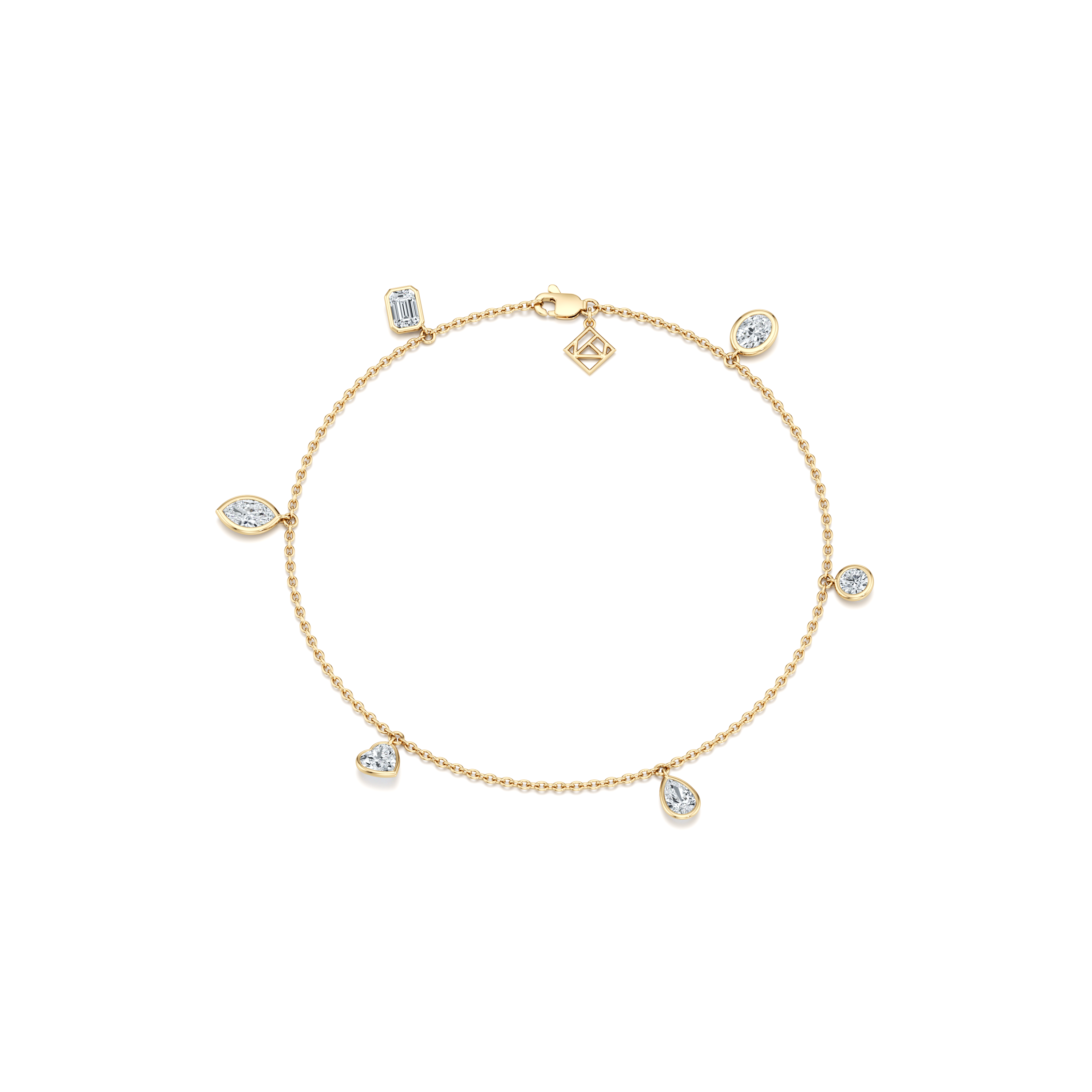 Bezel Set Lab Diamond Charm Bracelet