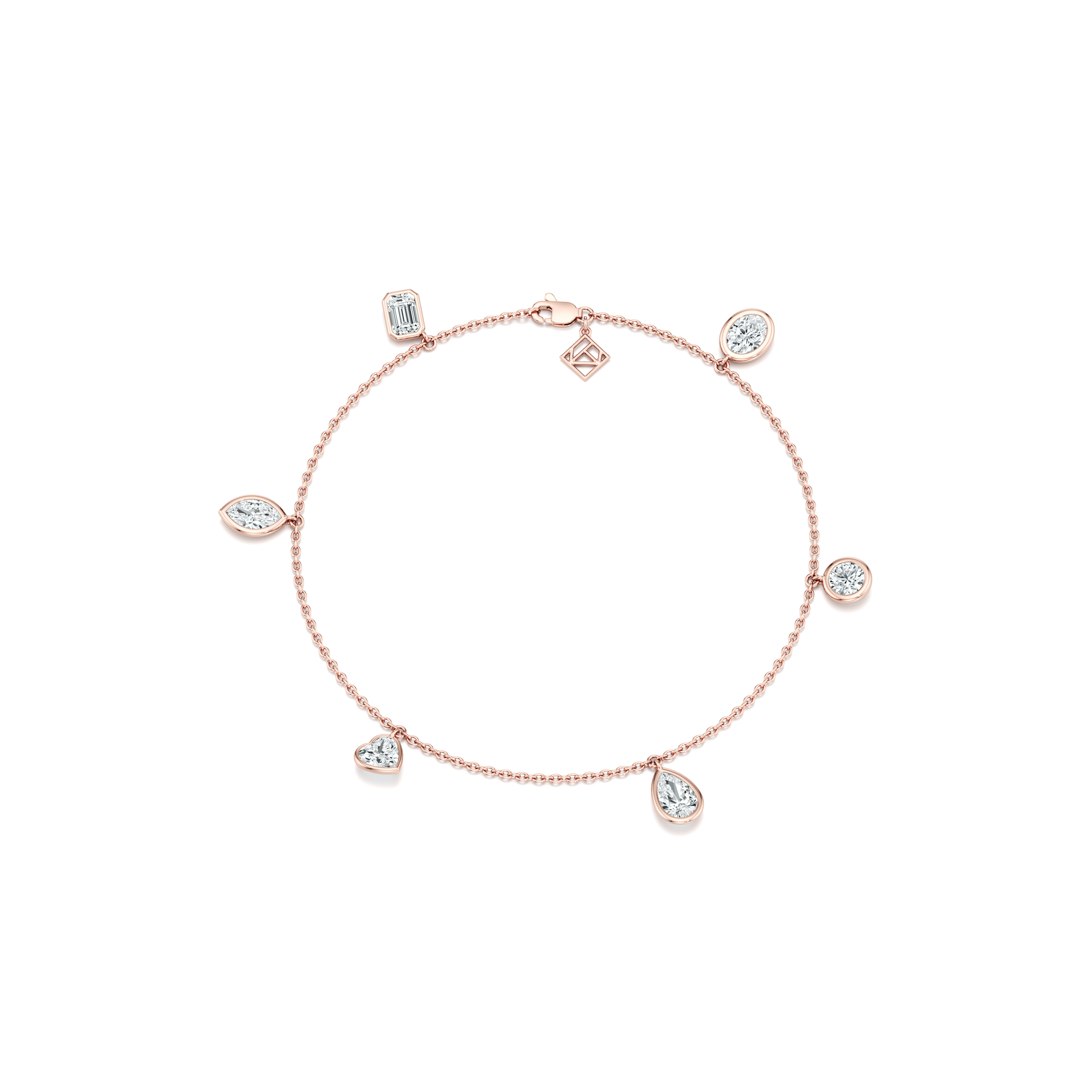 Bezel Set Lab Diamond Charm Bracelet