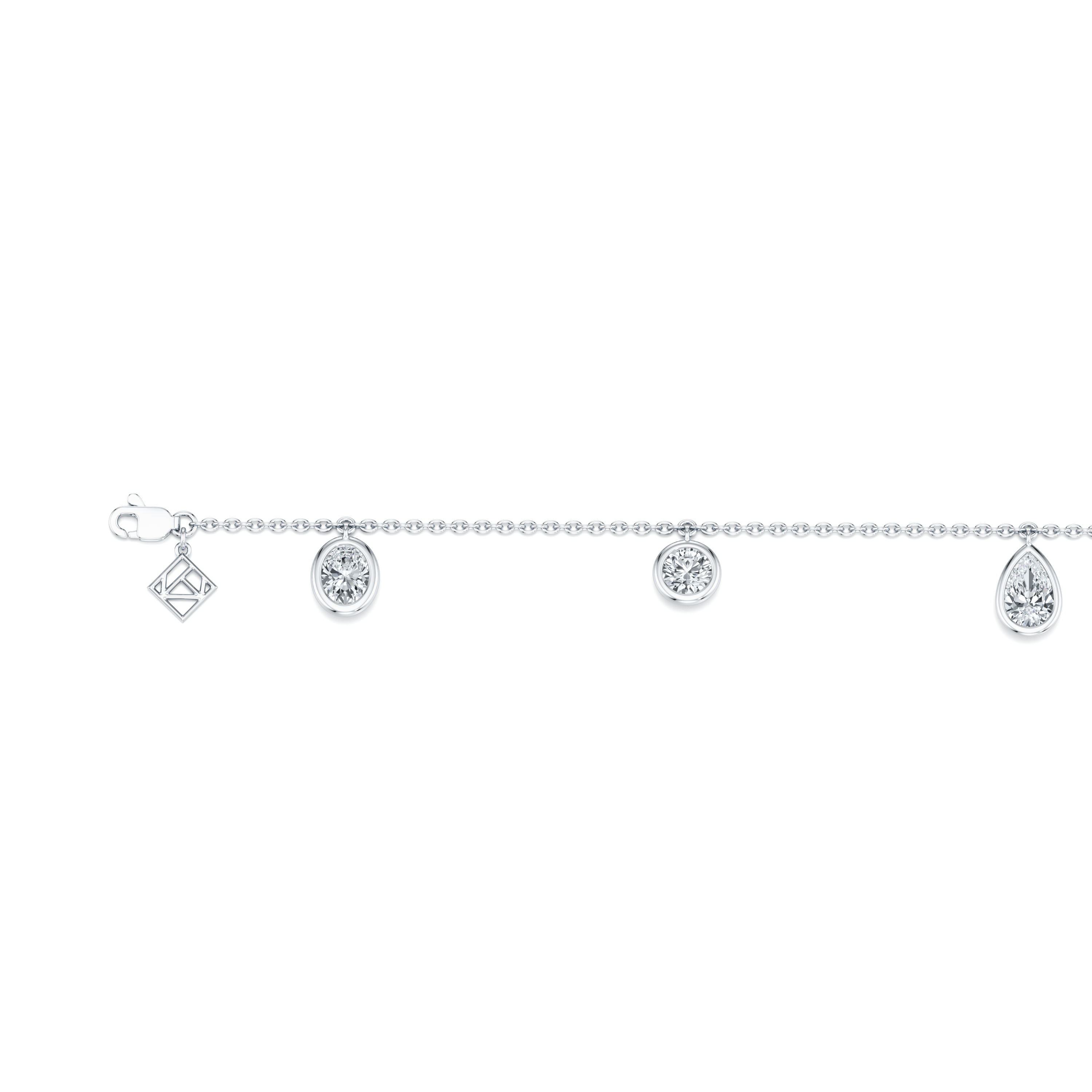 Bezel Set Lab Diamond Charm Bracelet