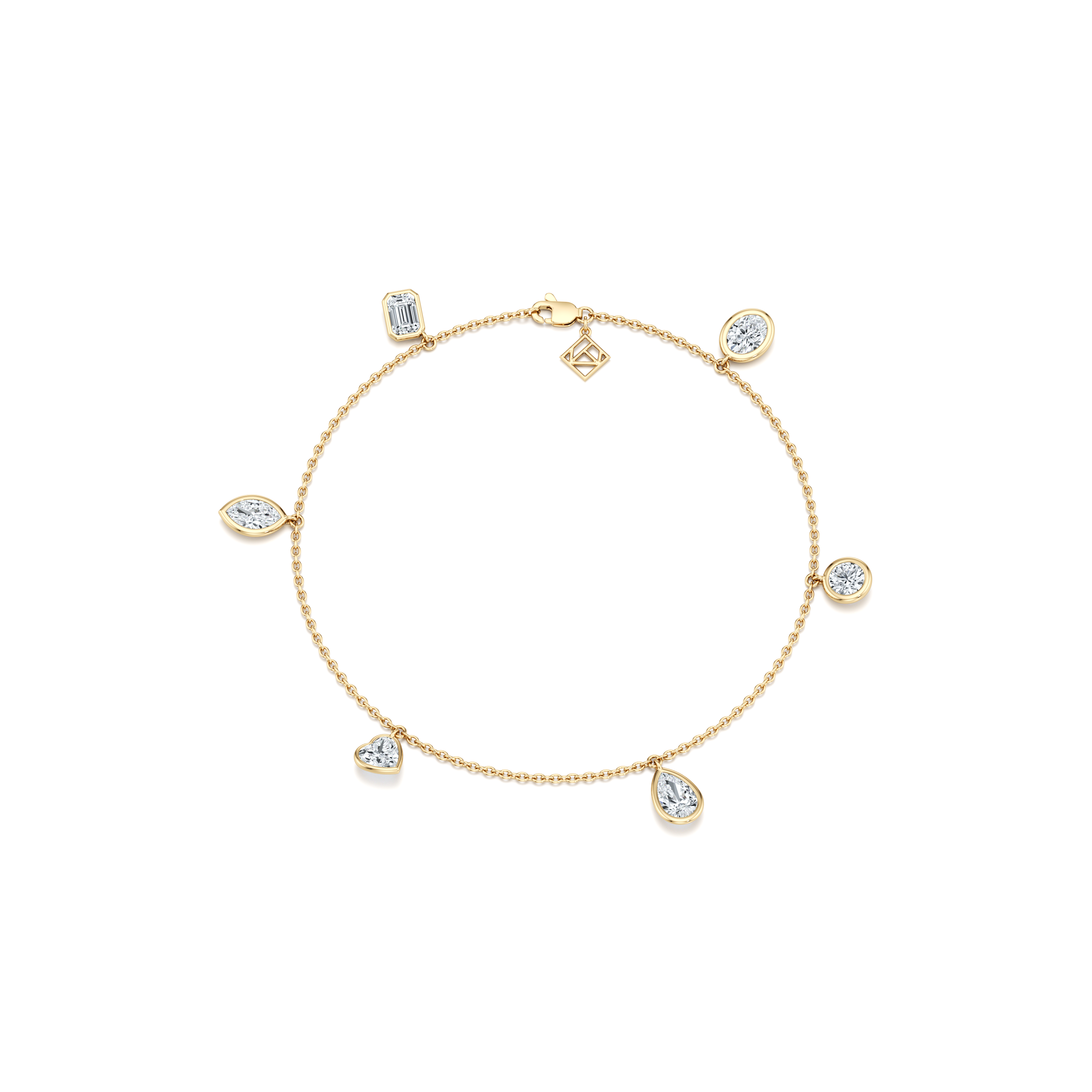 Bezel Set Lab Diamond Charm Bracelet