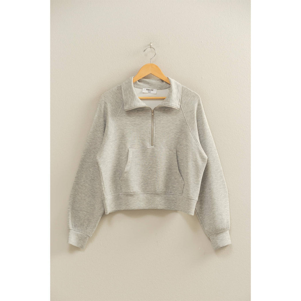 Scuba Half Zip-Up High Neck Collar Sweatshirt