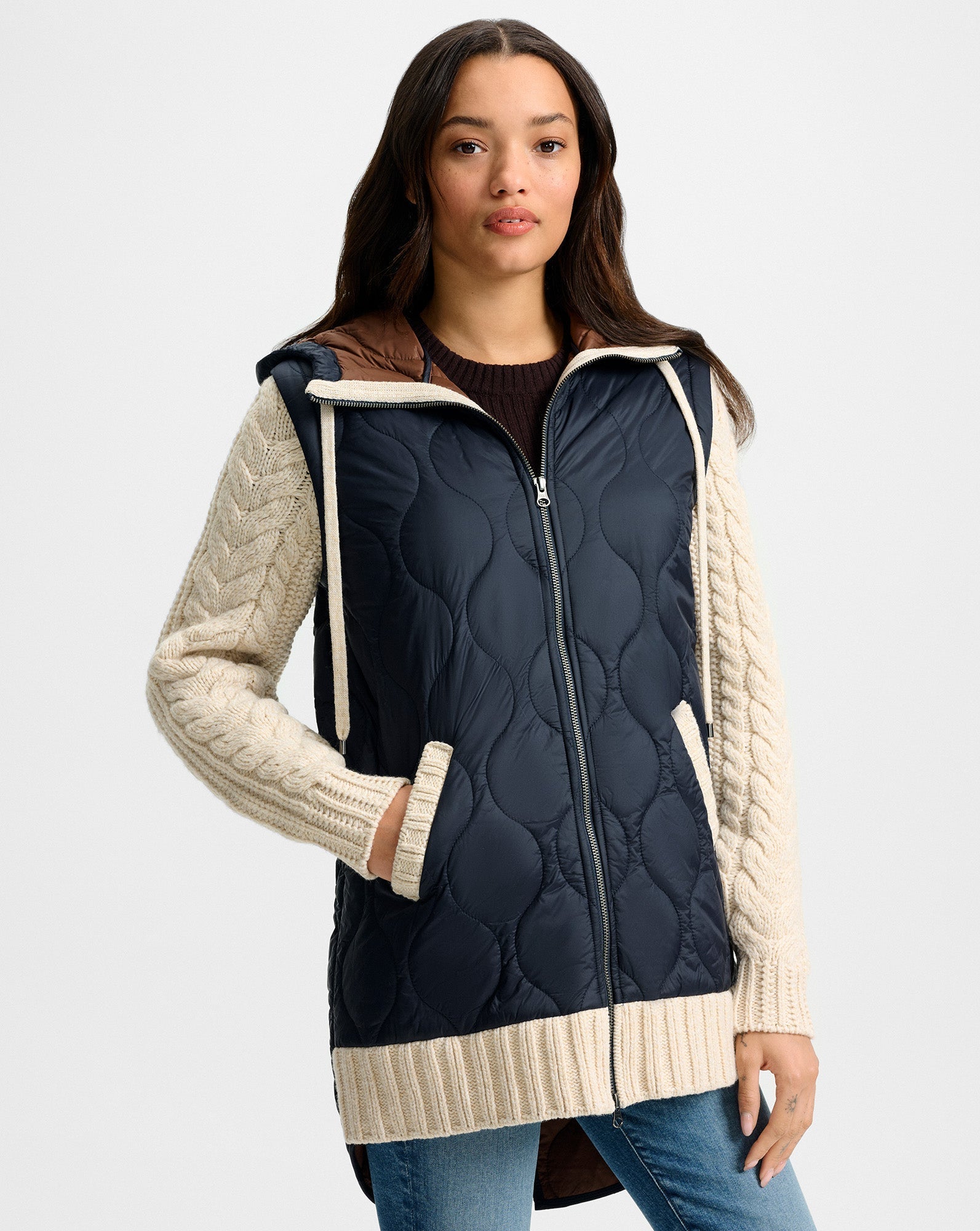 Barrows Knit-Sleeve Quilted Jacket