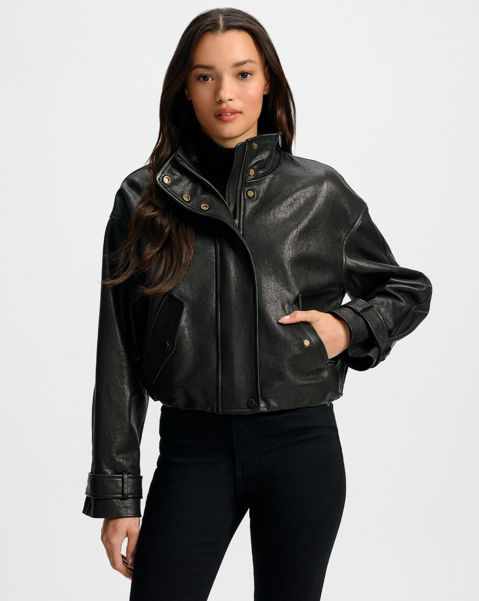 Bateman Cropped Leather Jacket