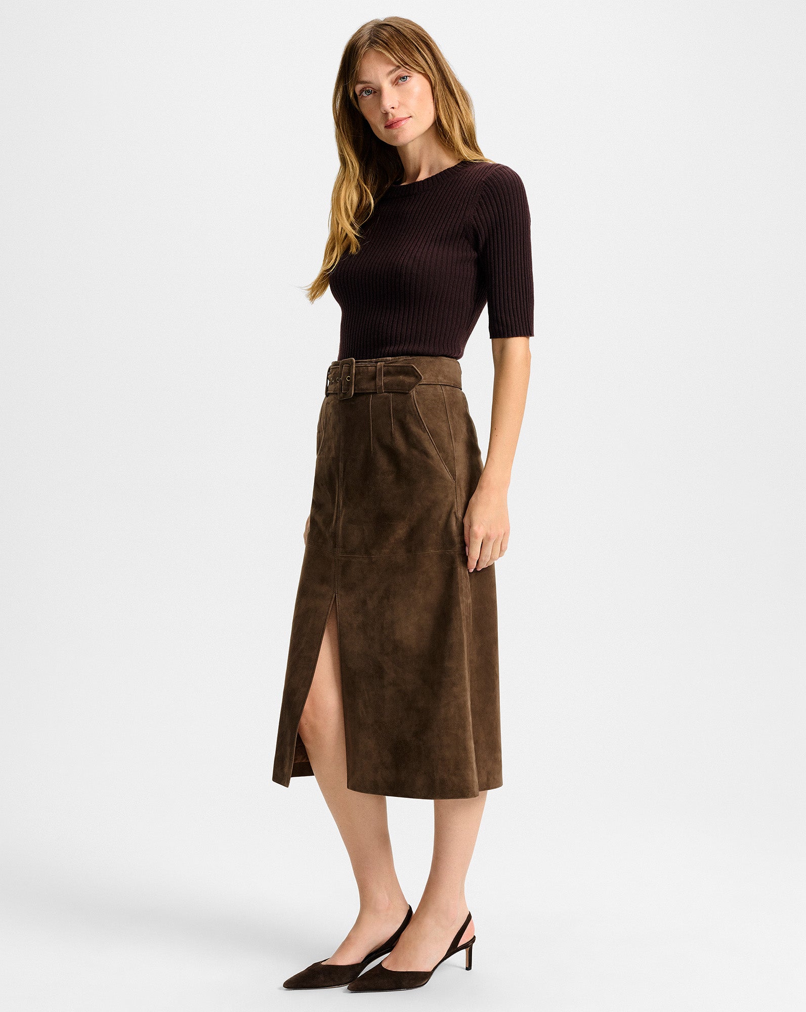 Alexie Suede Midi Skirt