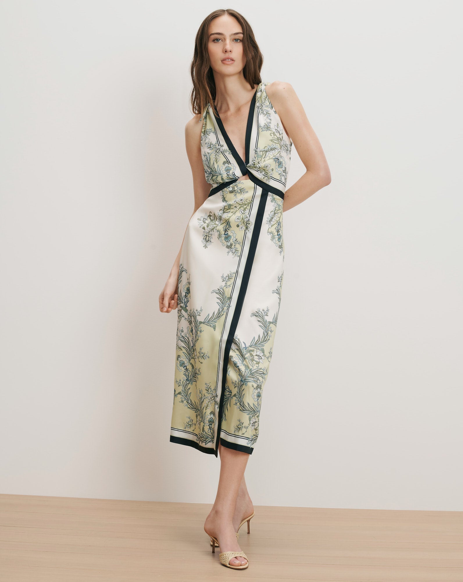 Kaliza Scarf-Print Midi Dress