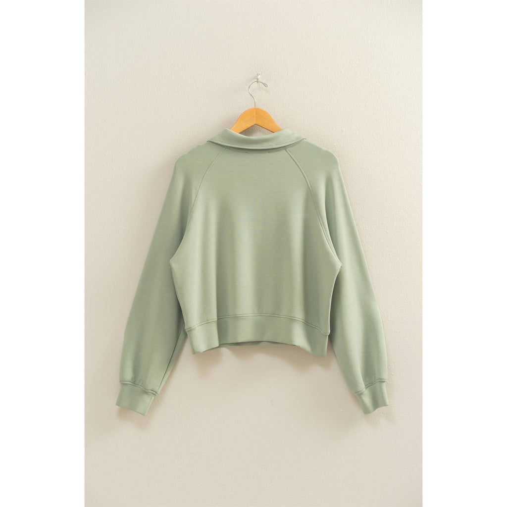 Scuba Half Zip-Up High Neck Collar Sweatshirt
