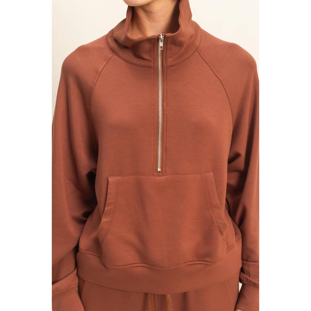 Scuba Half Zip-Up High Neck Collar Sweatshirt