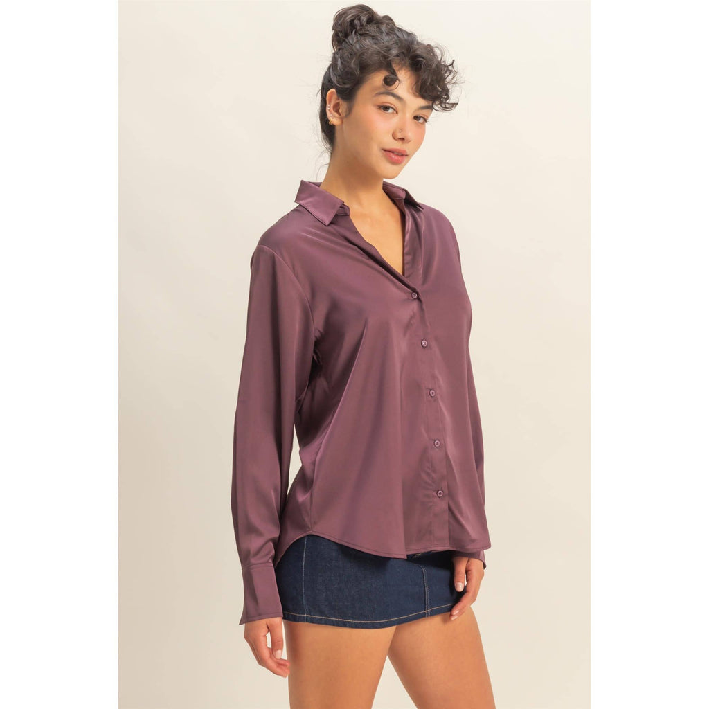 Ivy Button-Up Satin Shirt