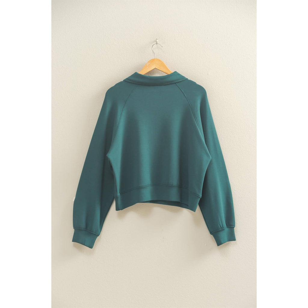 Scuba Half Zip-Up High Neck Collar Sweatshirt