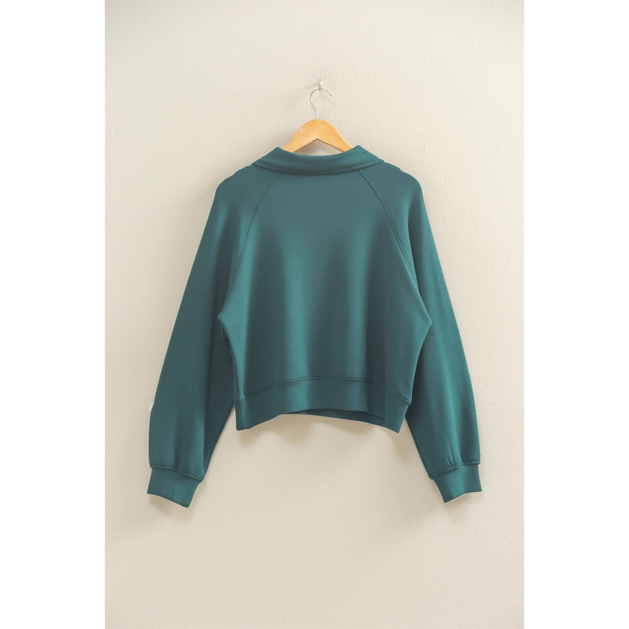 Scuba Half Zip-Up High Neck Collar Sweatshirt