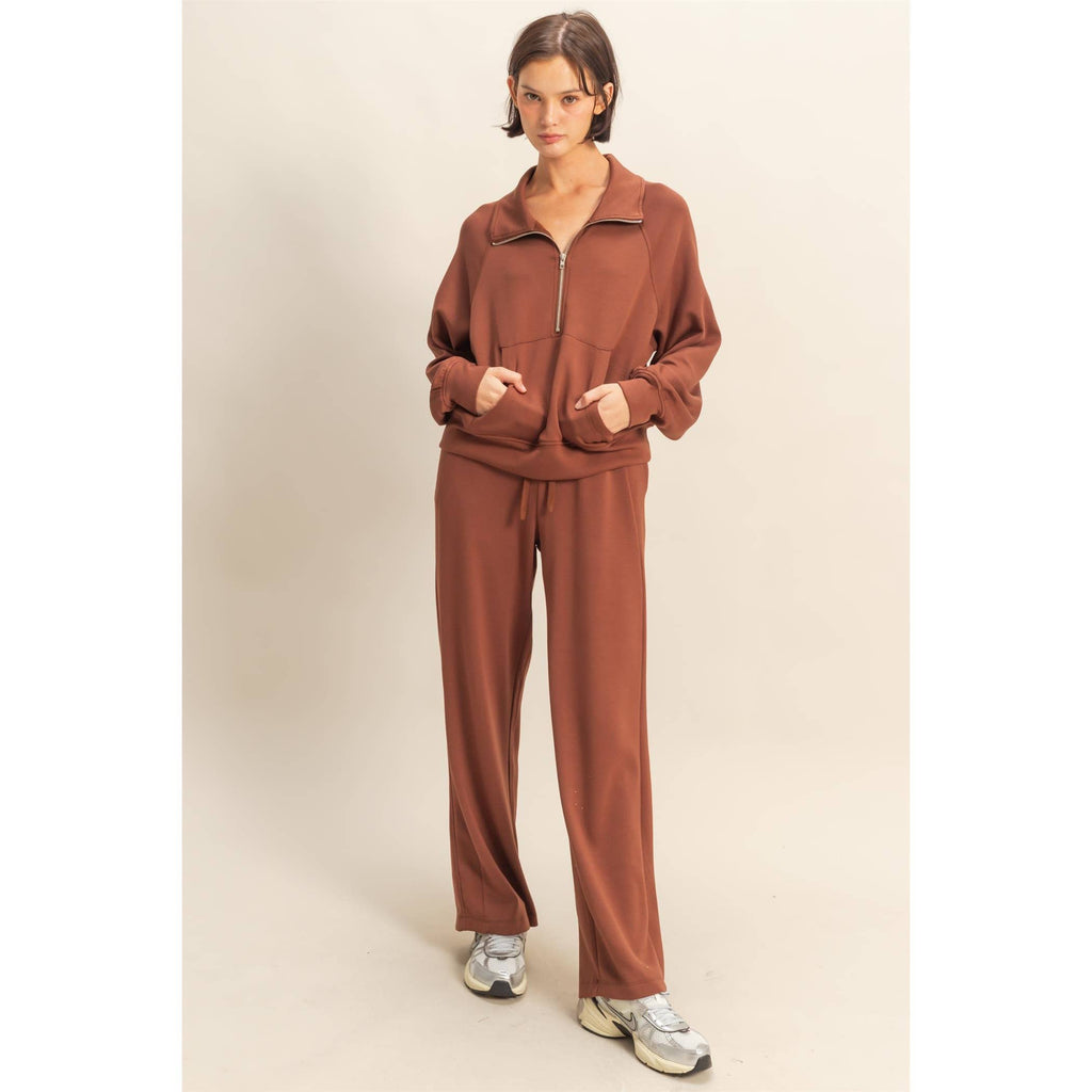 Scuba Half Zip-Up High Neck Collar Sweatshirt