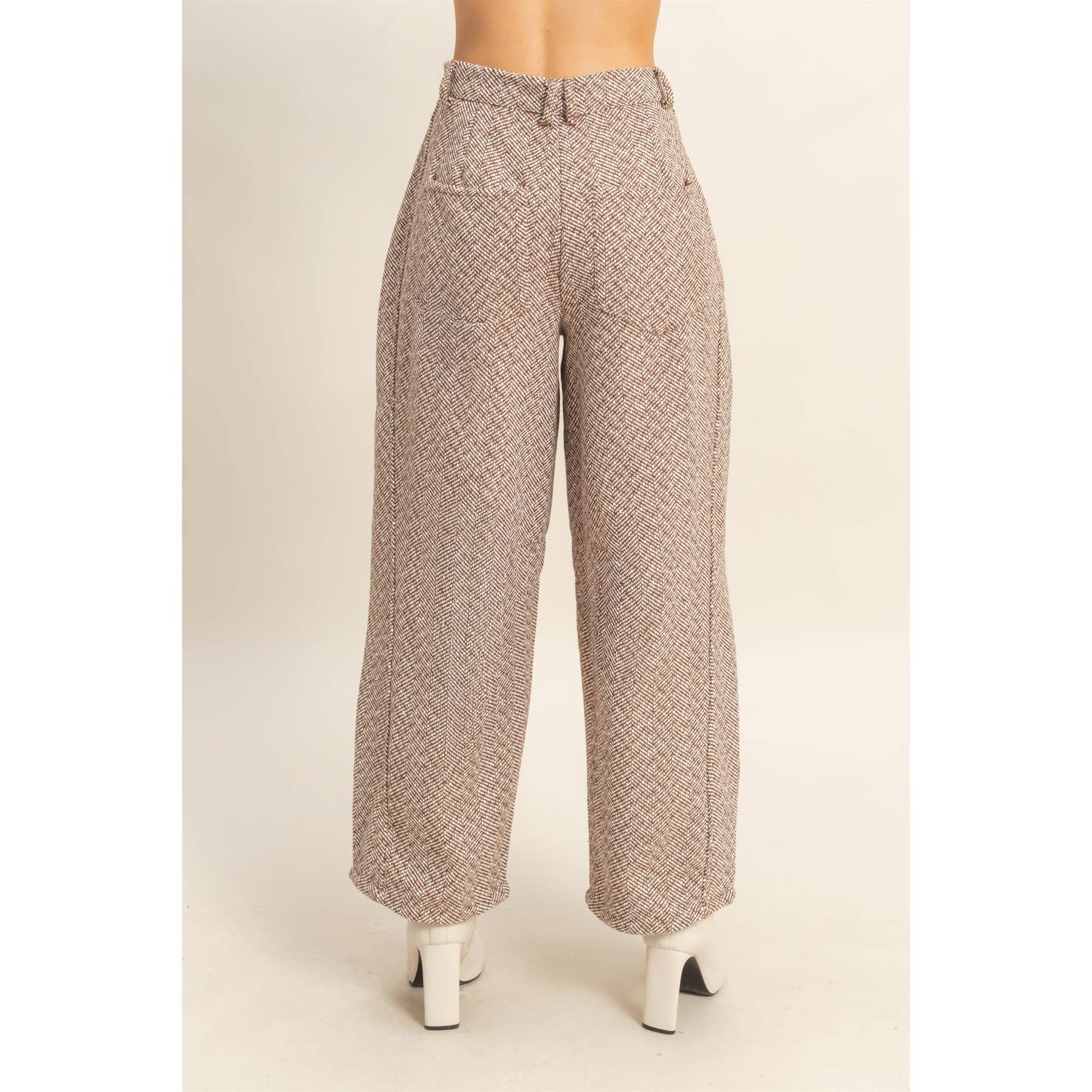 Noel Herringbone Barrel Pants