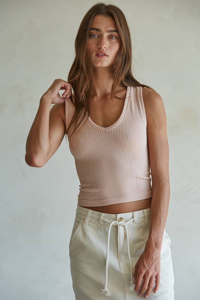 Brynn Seamless Ribbed V-Neck Tank