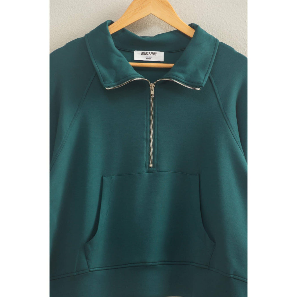 Scuba Half Zip-Up High Neck Collar Sweatshirt