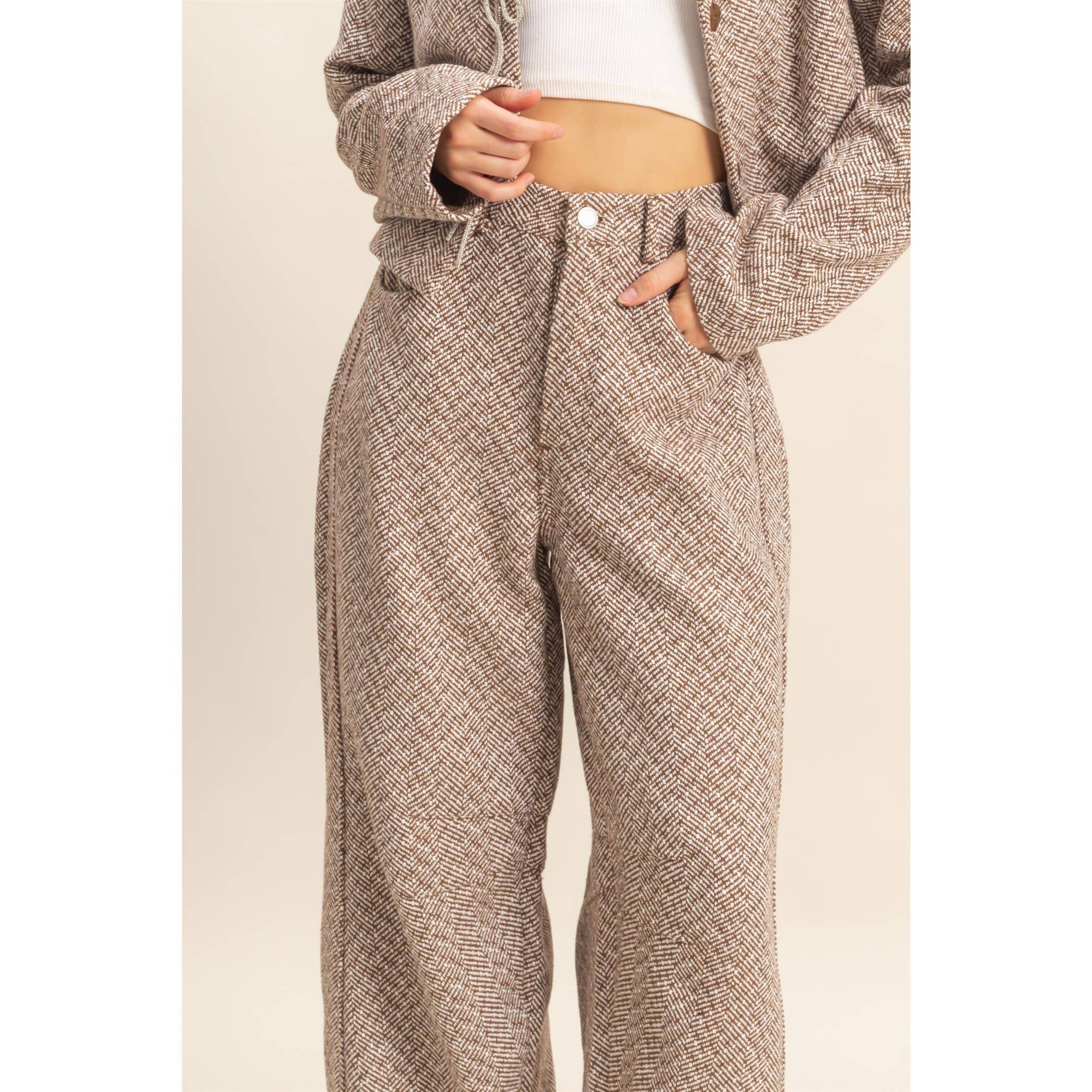 Noel Herringbone Barrel Pants