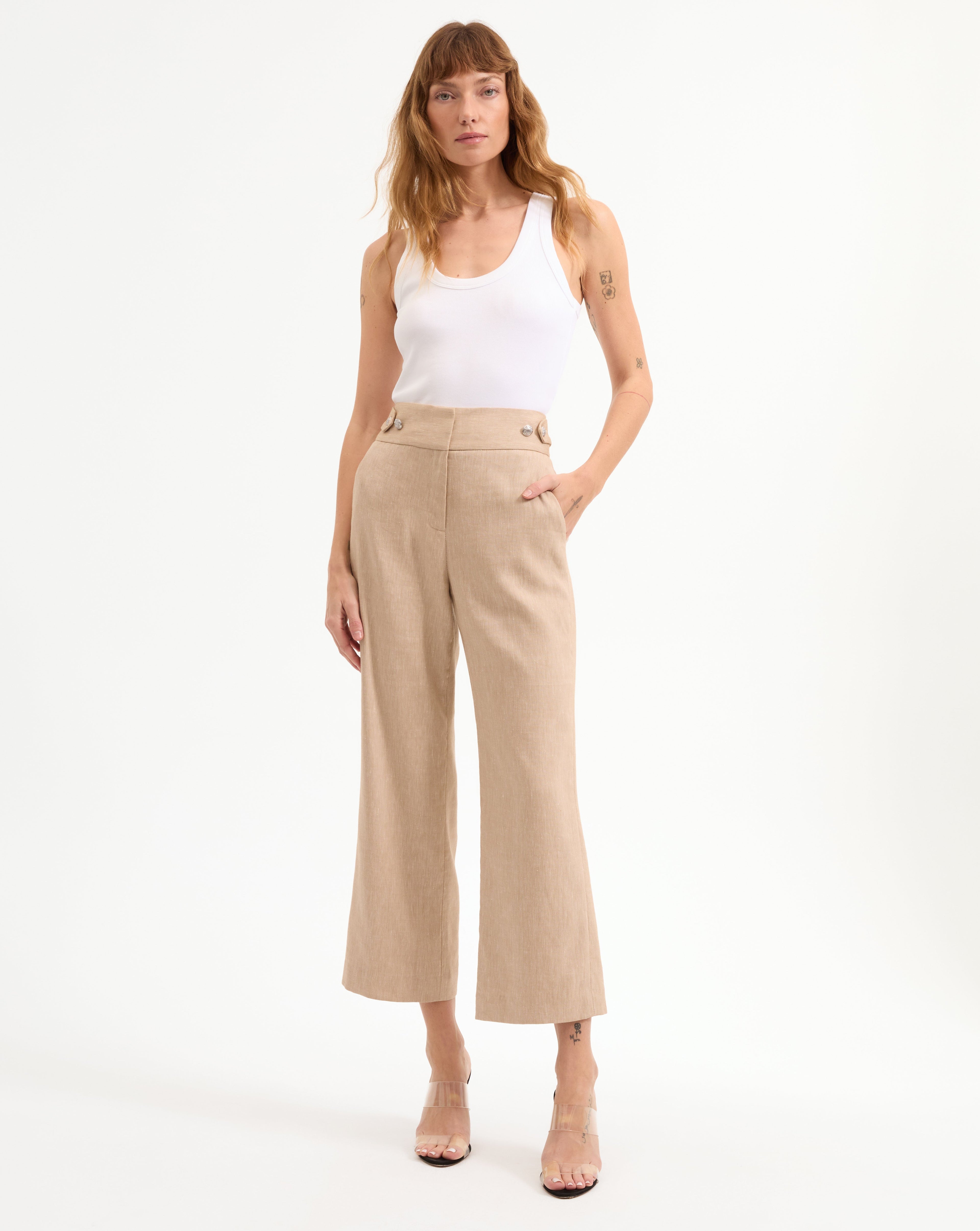 Aubrie Cropped Wide-Leg Pant