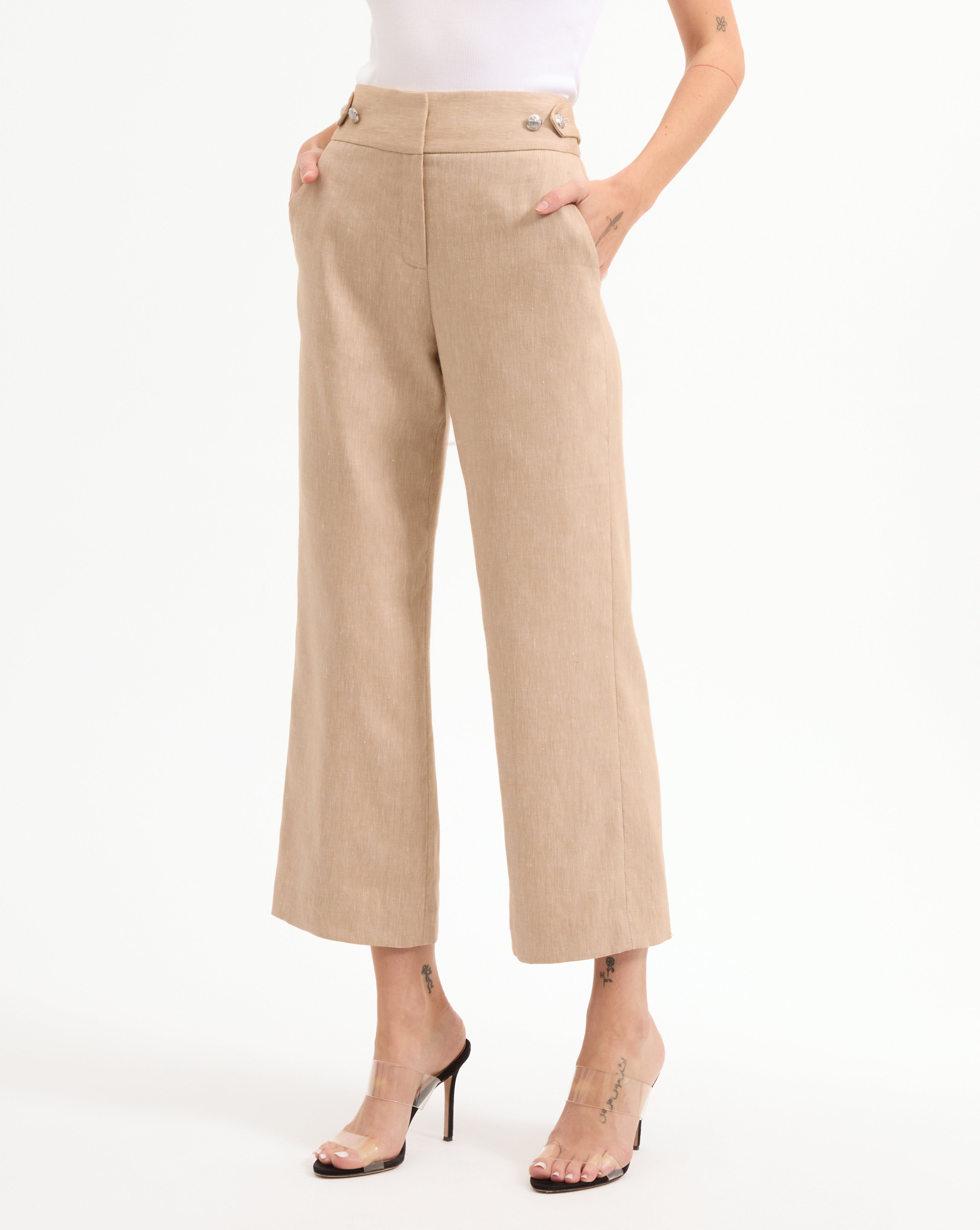 Aubrie Cropped Wide-Leg Pant
