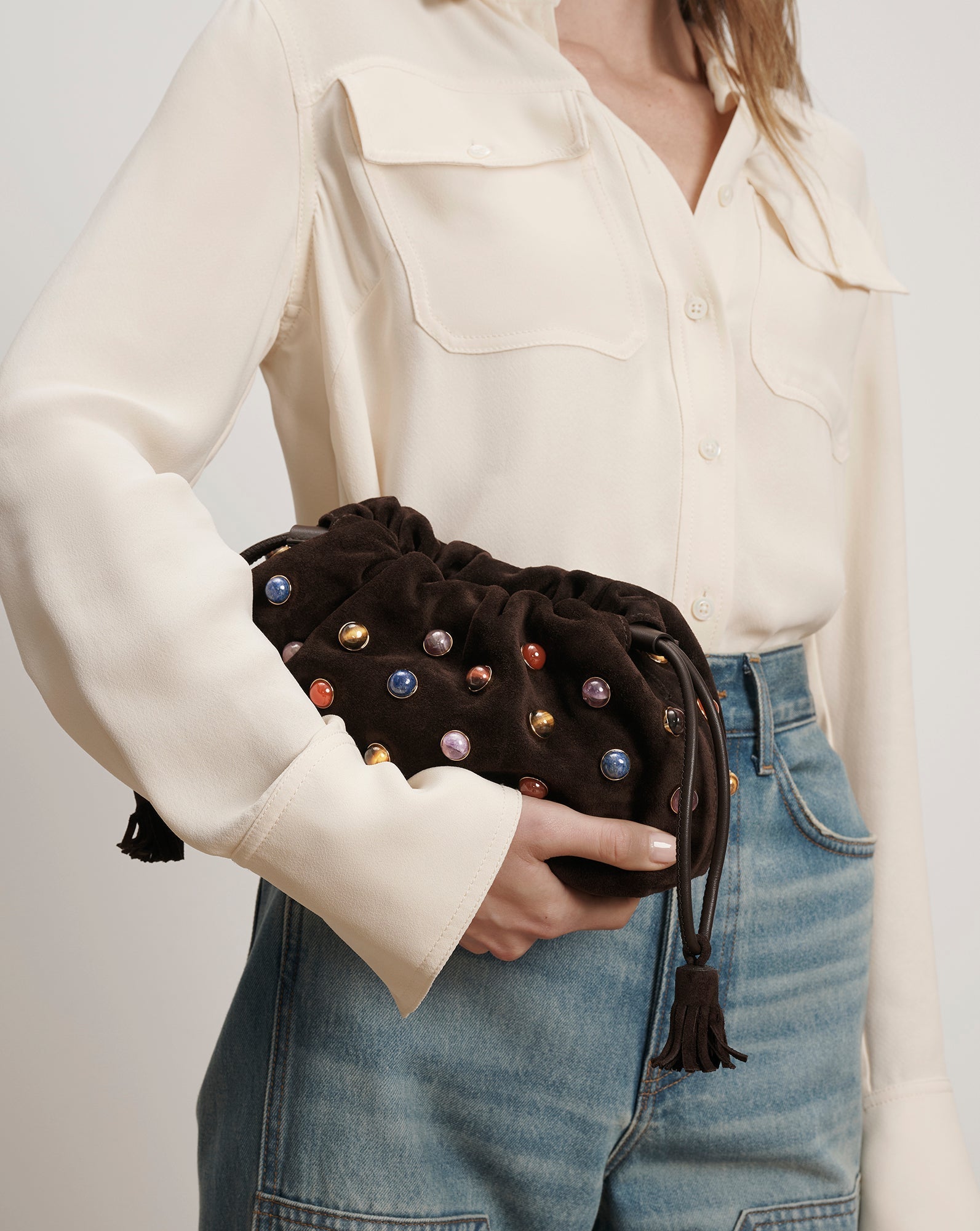 Small Embellished Veronica Beard Stash Bag