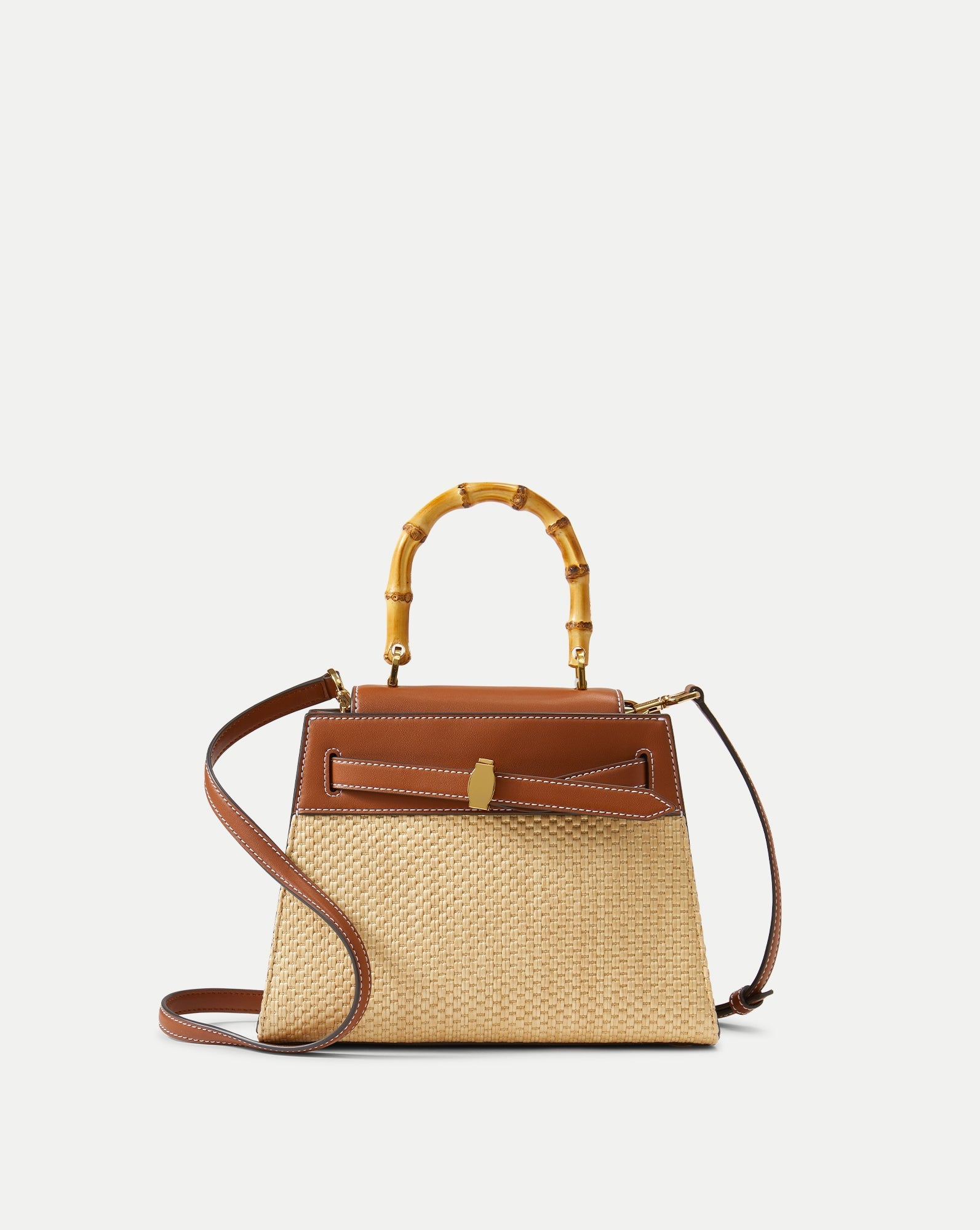 Veronica Beard Raffia Dash Top-Handle Bag