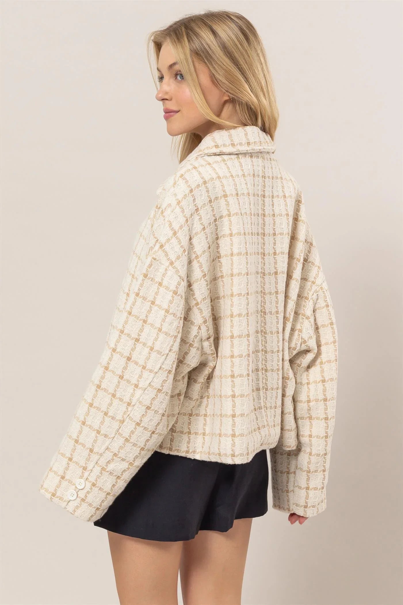 Mia Tweed Plaid Oversized Jacket