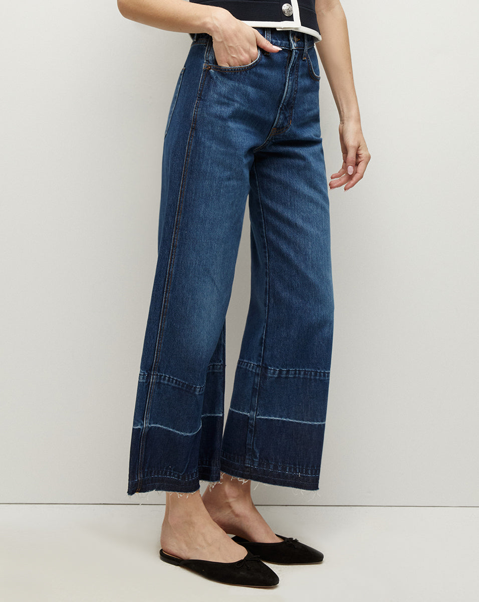 Taylor Released Hem Cropped Wide-Leg Jean