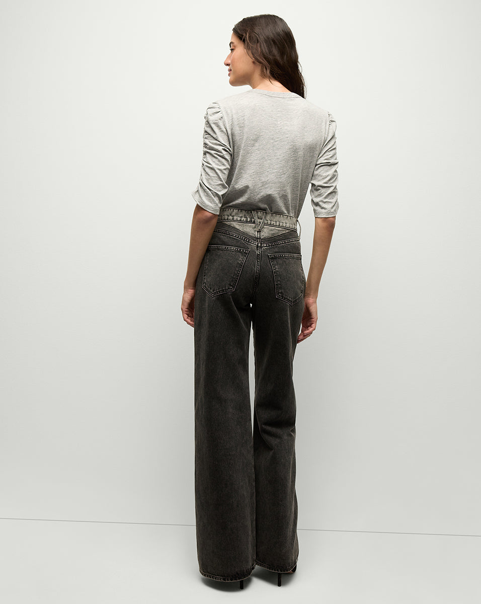 Waldorf Ruched-Sleeve Slub T-Shirt