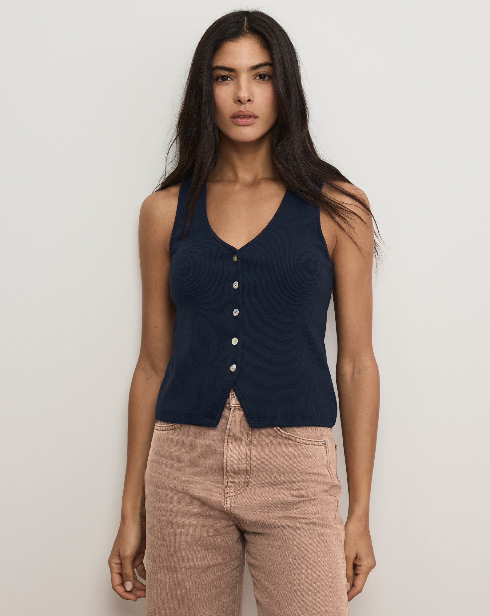 Hoorne Button-Down Tank Top