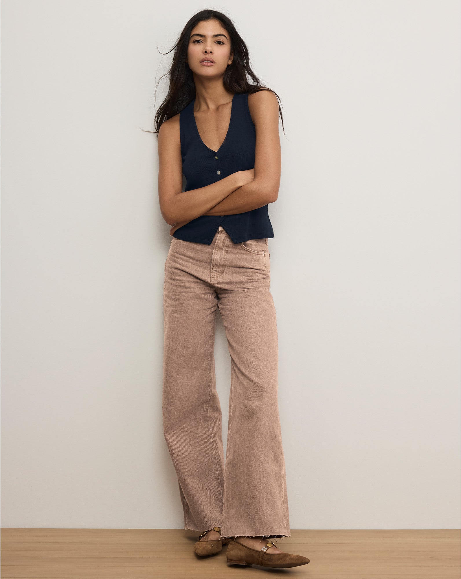 Hoorne Button-Down Tank Top