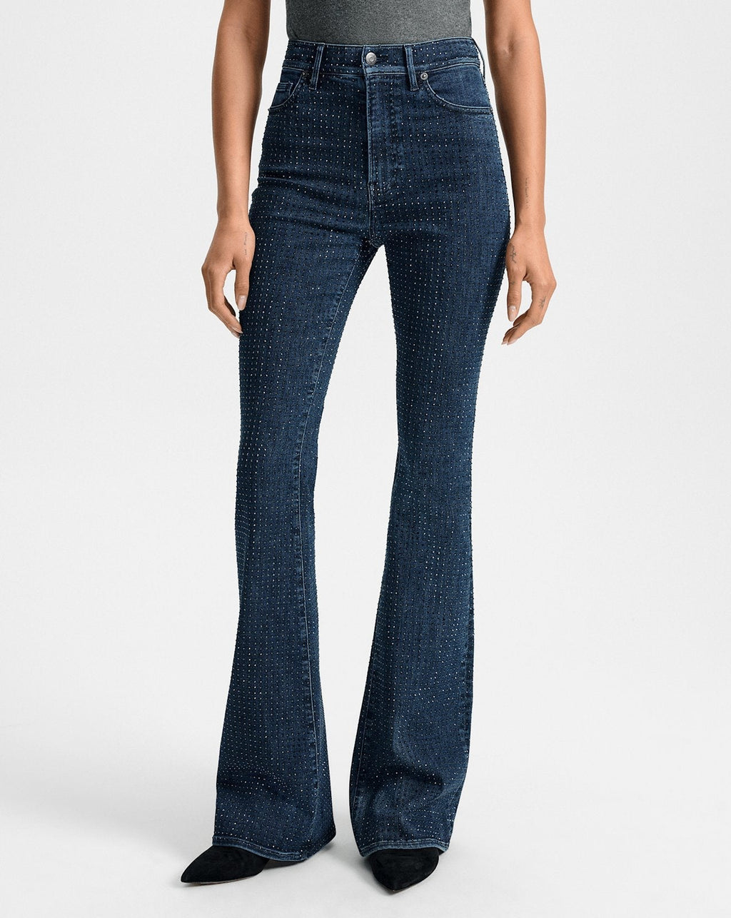 Beverly Rhinestone Skinny-Flare Jean