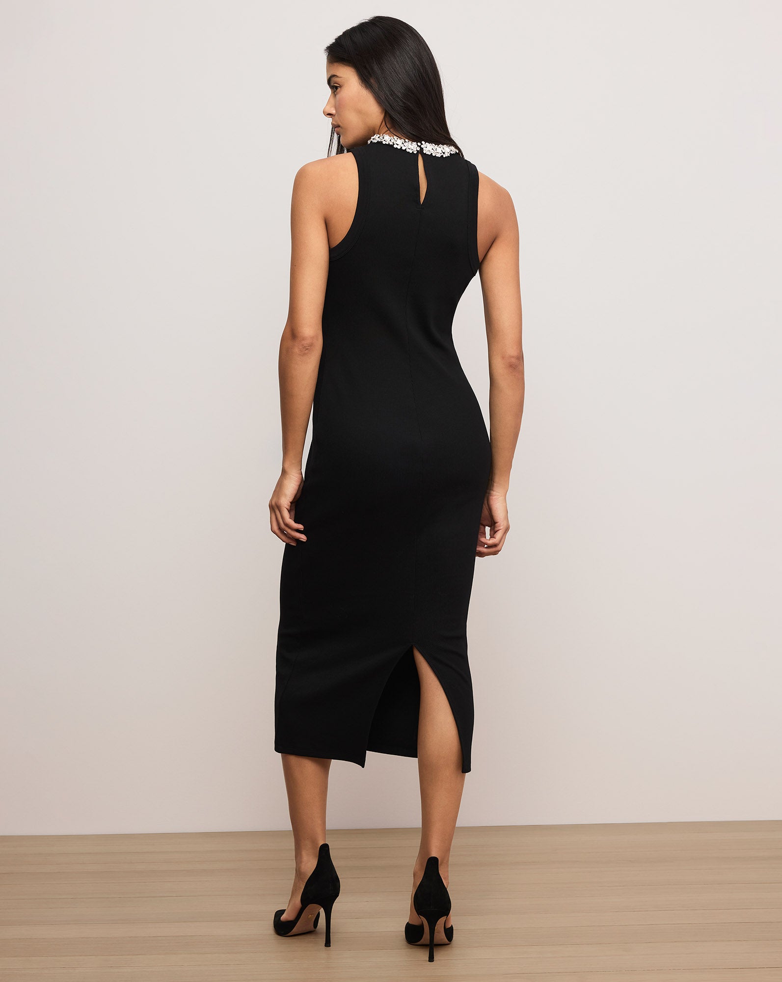 Jordyn Embellished-Collar Midi Dress