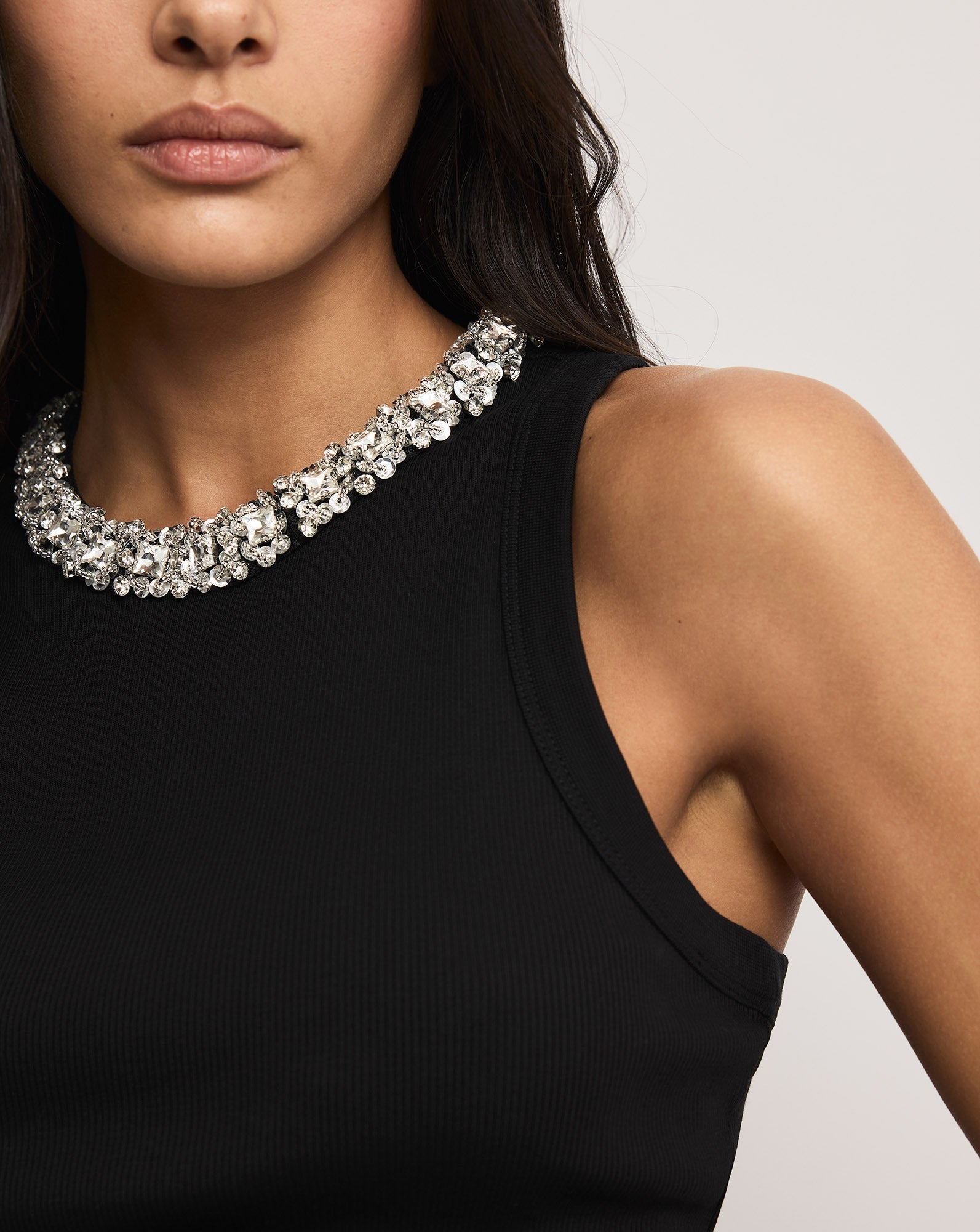 Jordyn Embellished-Collar Midi Dress