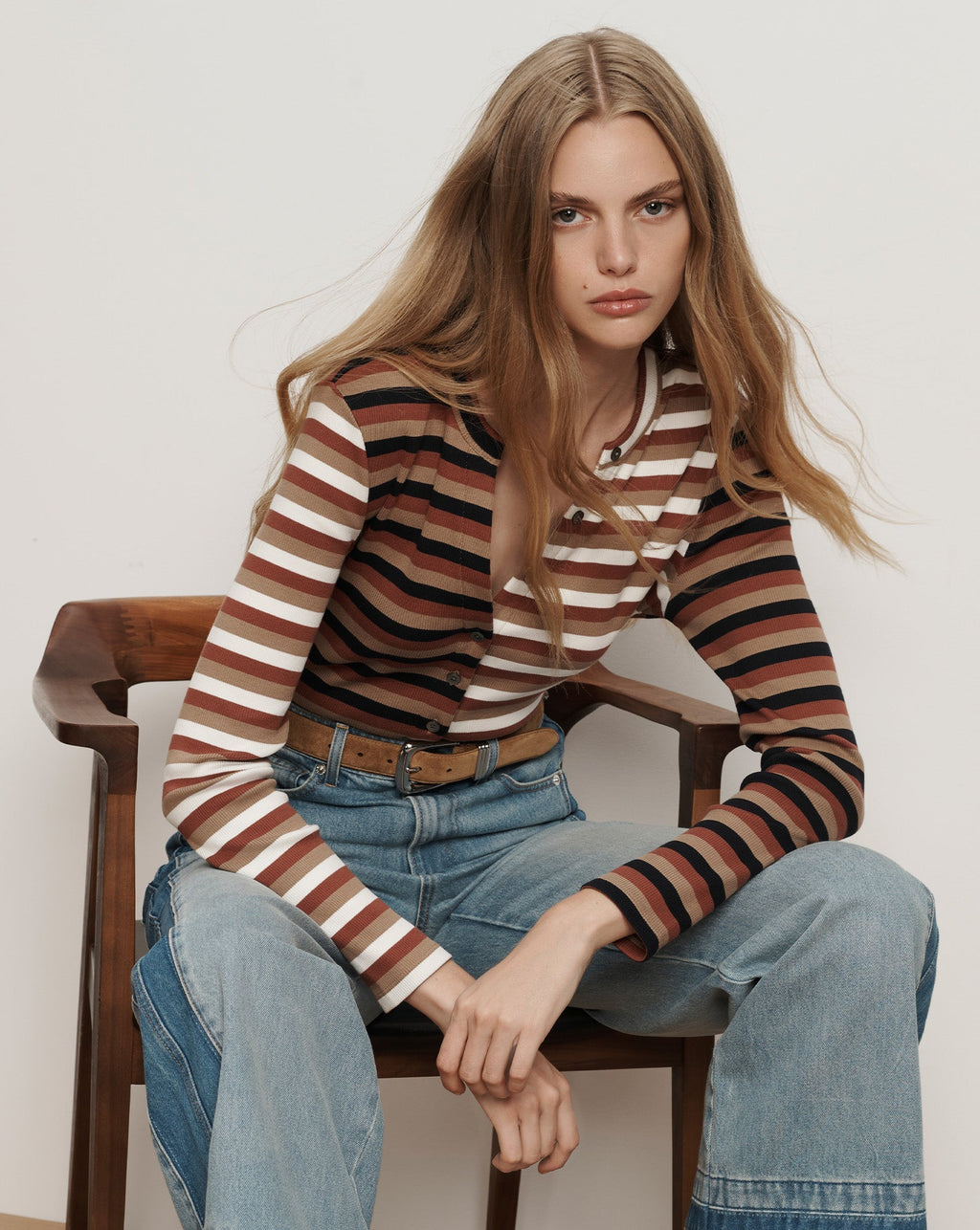Dilia Striped Button-Down T-Shirt
