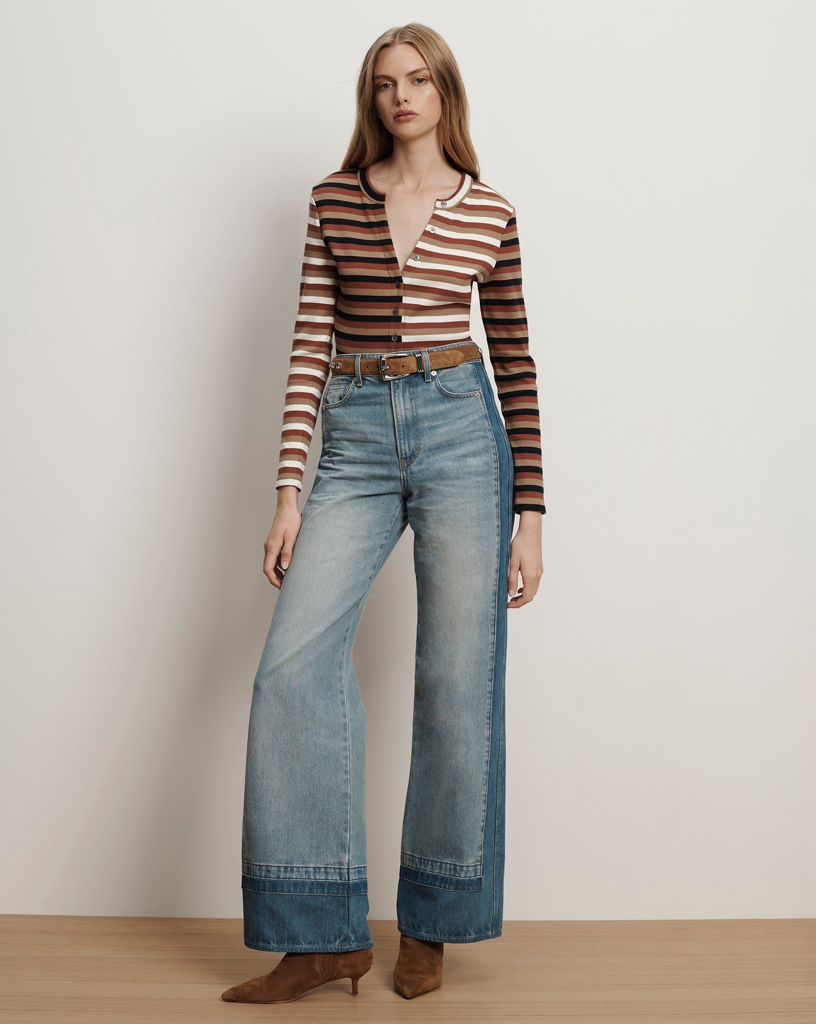 Dilia Striped Button-Down T-Shirt