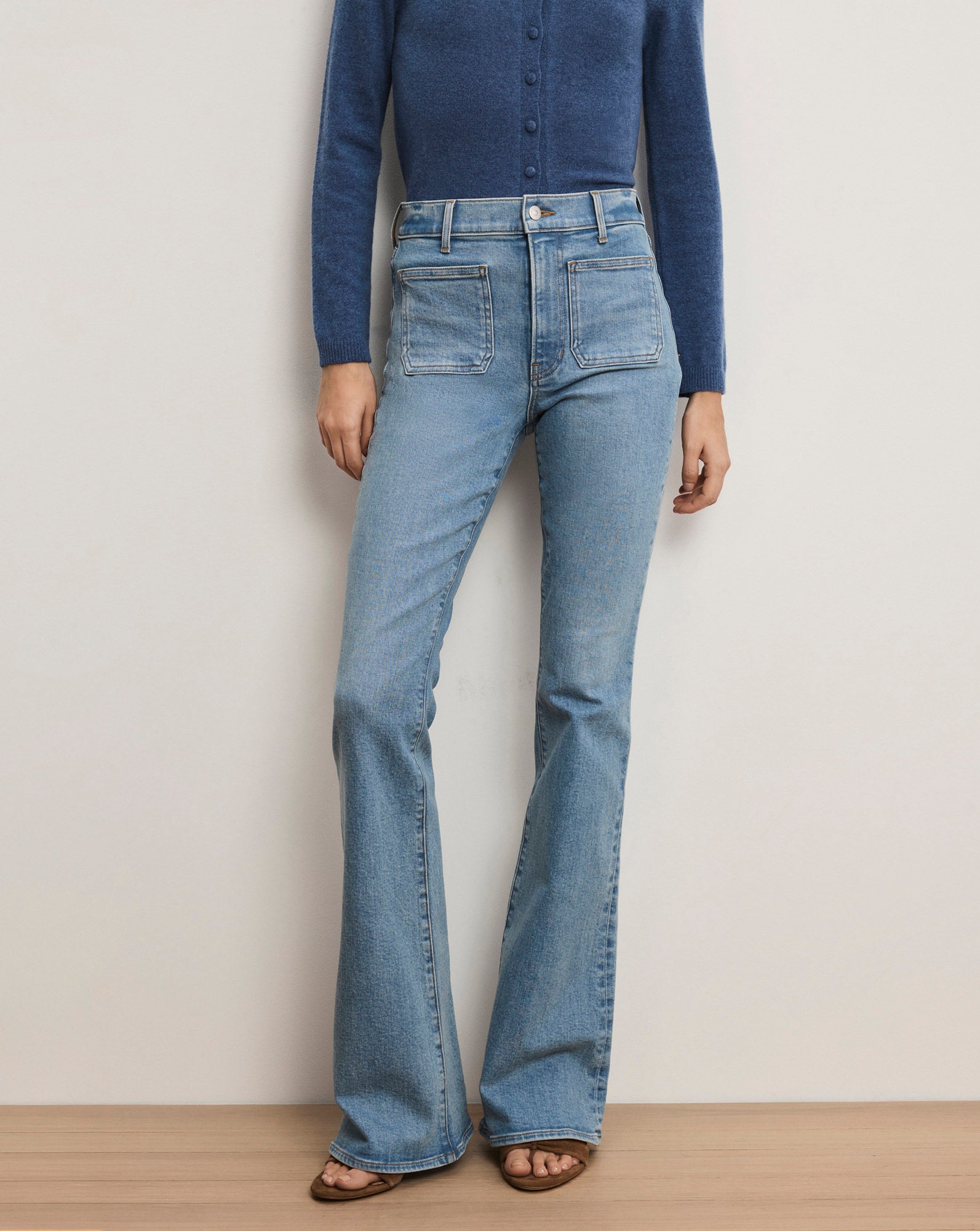 Beverly Patch-Pocket Skinny-Flare Jean
