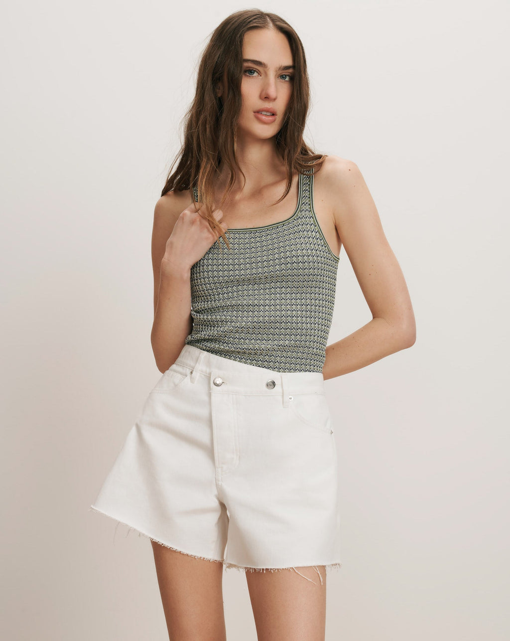 Ellis Crossover-Waistband Denim Short